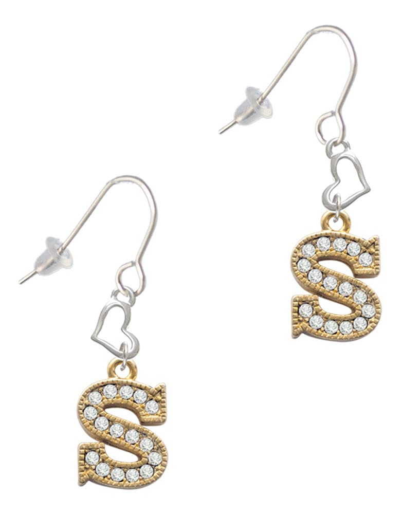Delicate Gold-Tone Crystal Initial Small Heart French Earrings for Women - Perfect for Gifts, Date Nights & Special Occasions