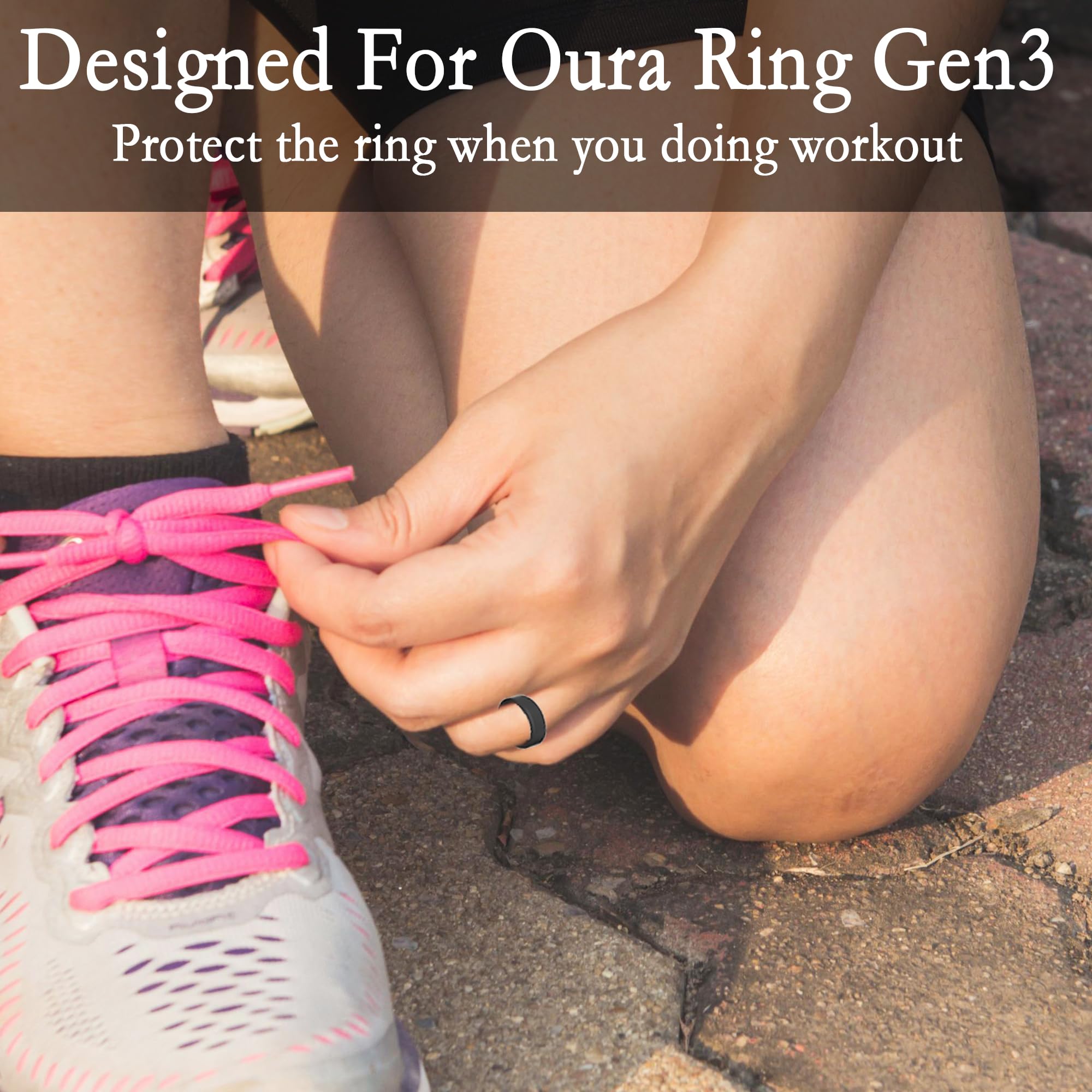 Oura Ring Gen 3 Silicone Protective Cover - Anti-Scratch Elastic Case for Gym & Workout Protection (Black/Transparent/Pink) - Size M Fits 11-13 - Perfect for Fitness, Running & Daily Wear - Smart Ring Not Included