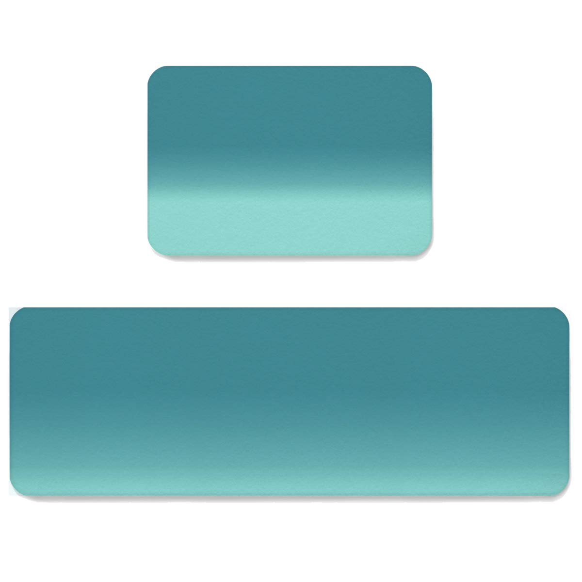 2-Pack Anti-Fatigue Kitchen Mats - Non-Slip Ombre Teal Aqua Rugs for Floor, Home, Office, Sink & Laundry - Soft Textured Green Kitchen Runner & Doormat - Perfect for Standing Comfort While Cooking, Washing Dishes or Doing Laundry