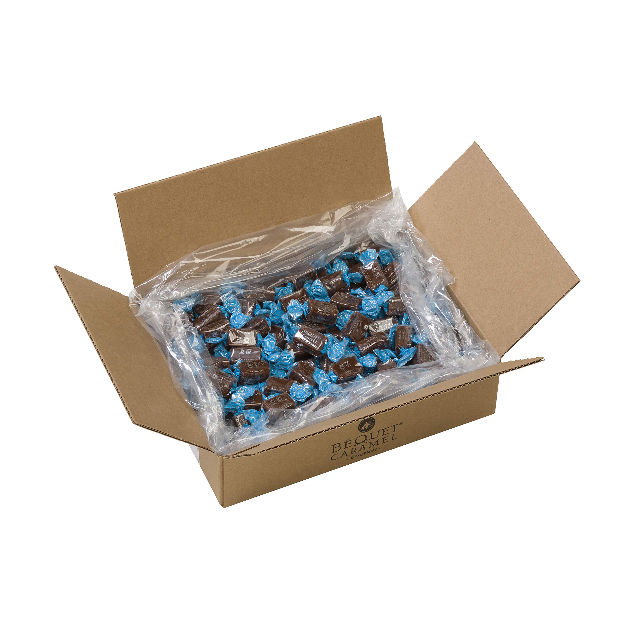 Béquet Gourmet Salted Chocolate Caramel Candy - Individually Wrapped Kosher & Gluten Free Treats - 5 LB Bulk Box - Made in Montana USA - Perfect for Gifts, Parties & Dessert Toppings