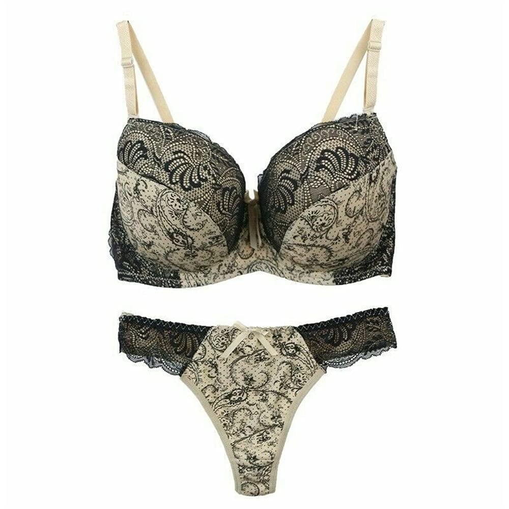 Women's Push Up Padded Bra and Thong Lingerie Set - Sexy Comfortable Underwear for Everyday Wear & Special Occasions
