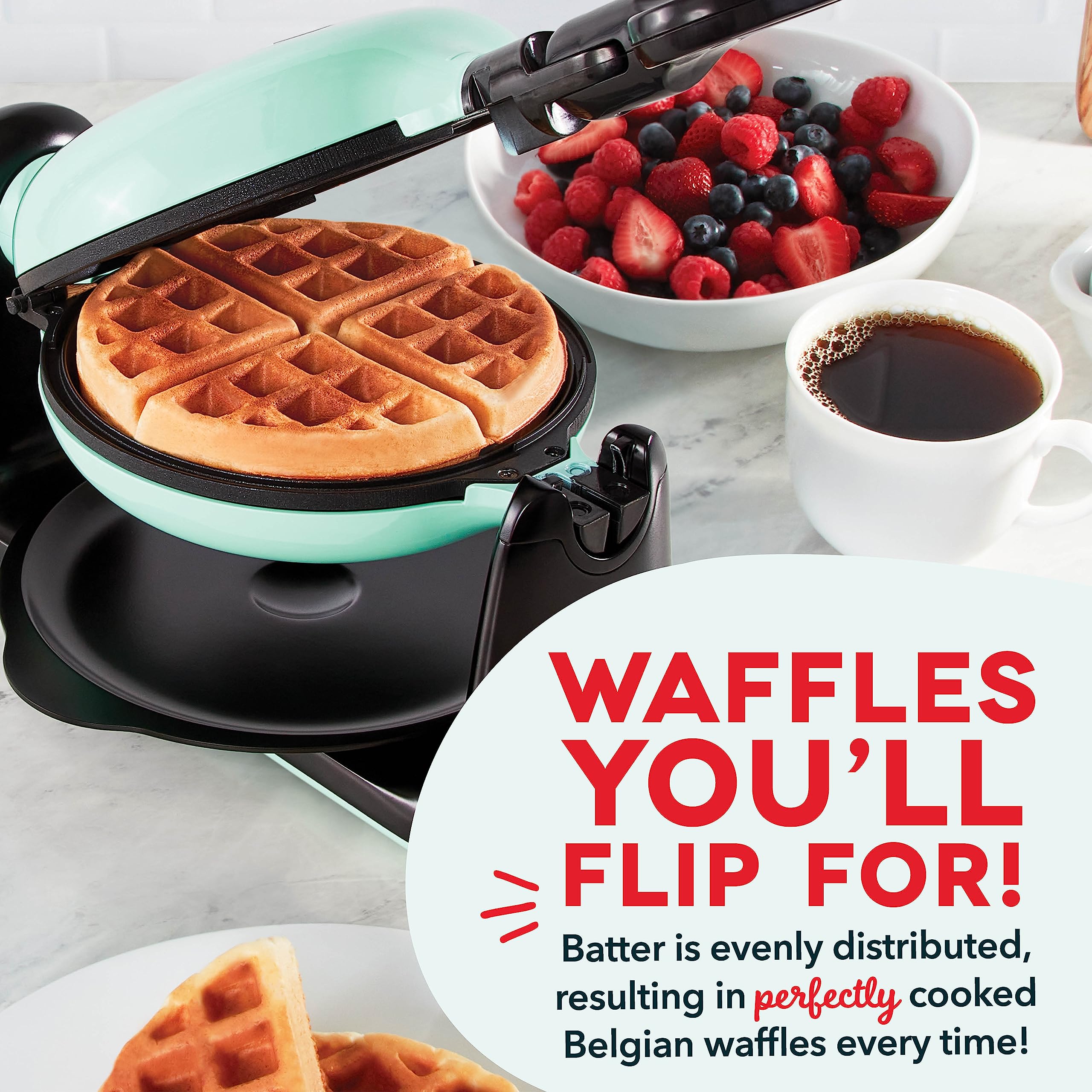 DASH Flip Belgian Waffle Maker with Non-Stick Coating - Makes 1