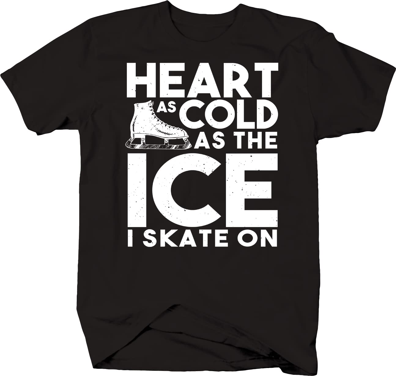 Men's Figure Skating T-Shirt - Heart as Cold as Ice Design - Black Athletic Shirt for Skaters & Winter Sports Fans