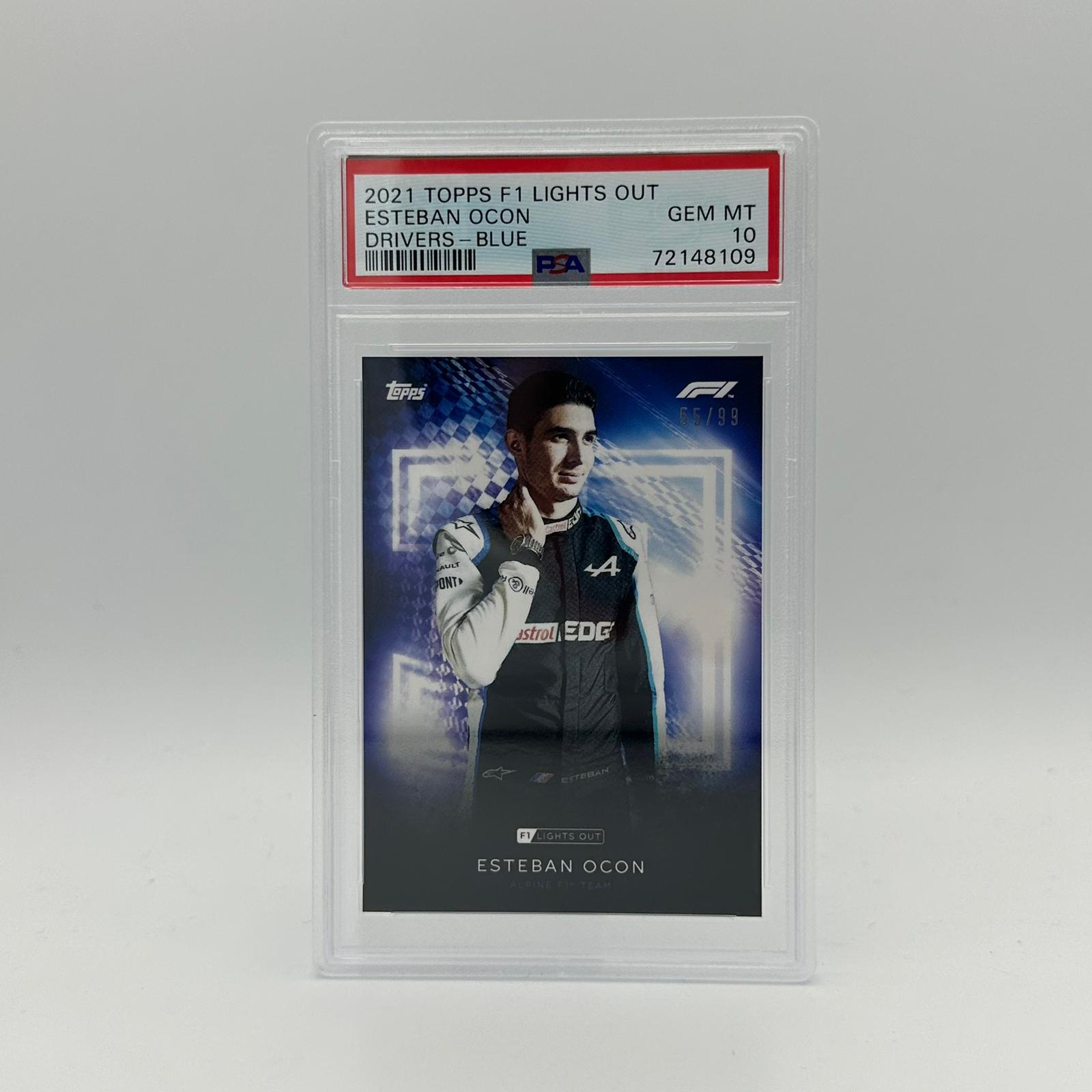 PSA 10 Graded 55/99 Esteban Ocon Formula 1 Driver Blue Parallel Card - Perfect for F1 Collectors and Racing Fans Display