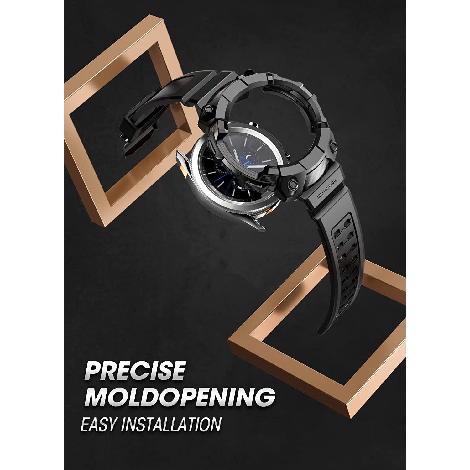 Samsung Galaxy Watch 4 46mm Case with Unicorn Beetle Pro Band - Rugged Protective Cover for Men & Women - Perfect for Outdoor Sports, Gym Workouts & Daily Wear (Black)