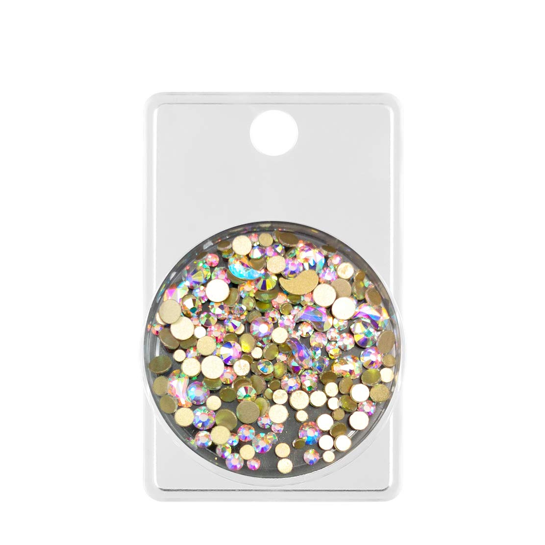 2 Packs S.A.V.I Flat Bottom AB Rhinestones - Mixed Sizes Shiny Diamond Nail Art Decorations (11g Each, Set of 4) for Manicure, DIY Nails & Beauty Salon Use