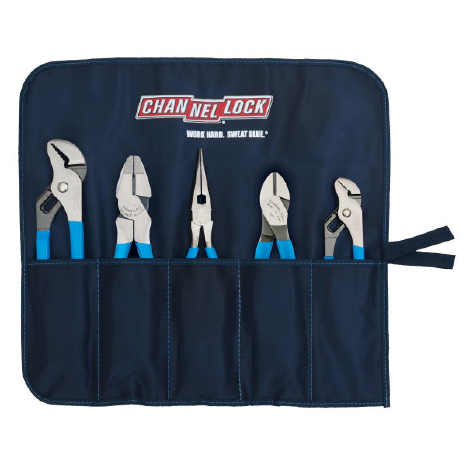 Channellock 5-Piece Professional Tool Set with Durable Tool Roll - Ideal for Mechanics, DIY Projects, and Home Repairs