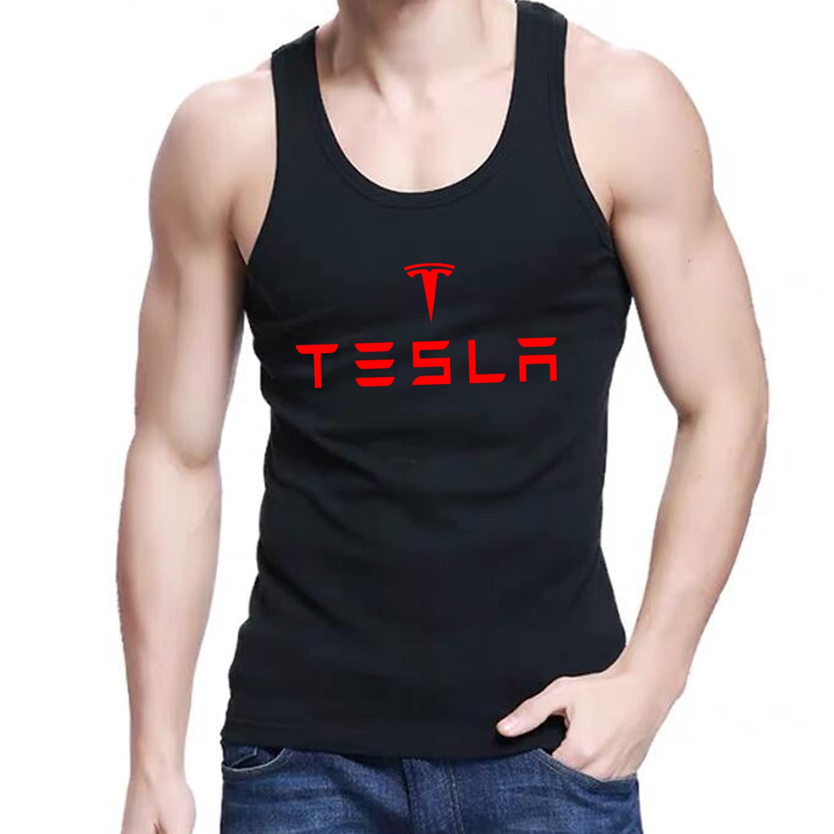 Funny Tesla Car Logo Men's Long Sleeve T-Shirt | Cool Graphic Tee for Tesla Fans & EV Enthusiasts | Perfect for Casual Wear, Gifts & Car Meetups