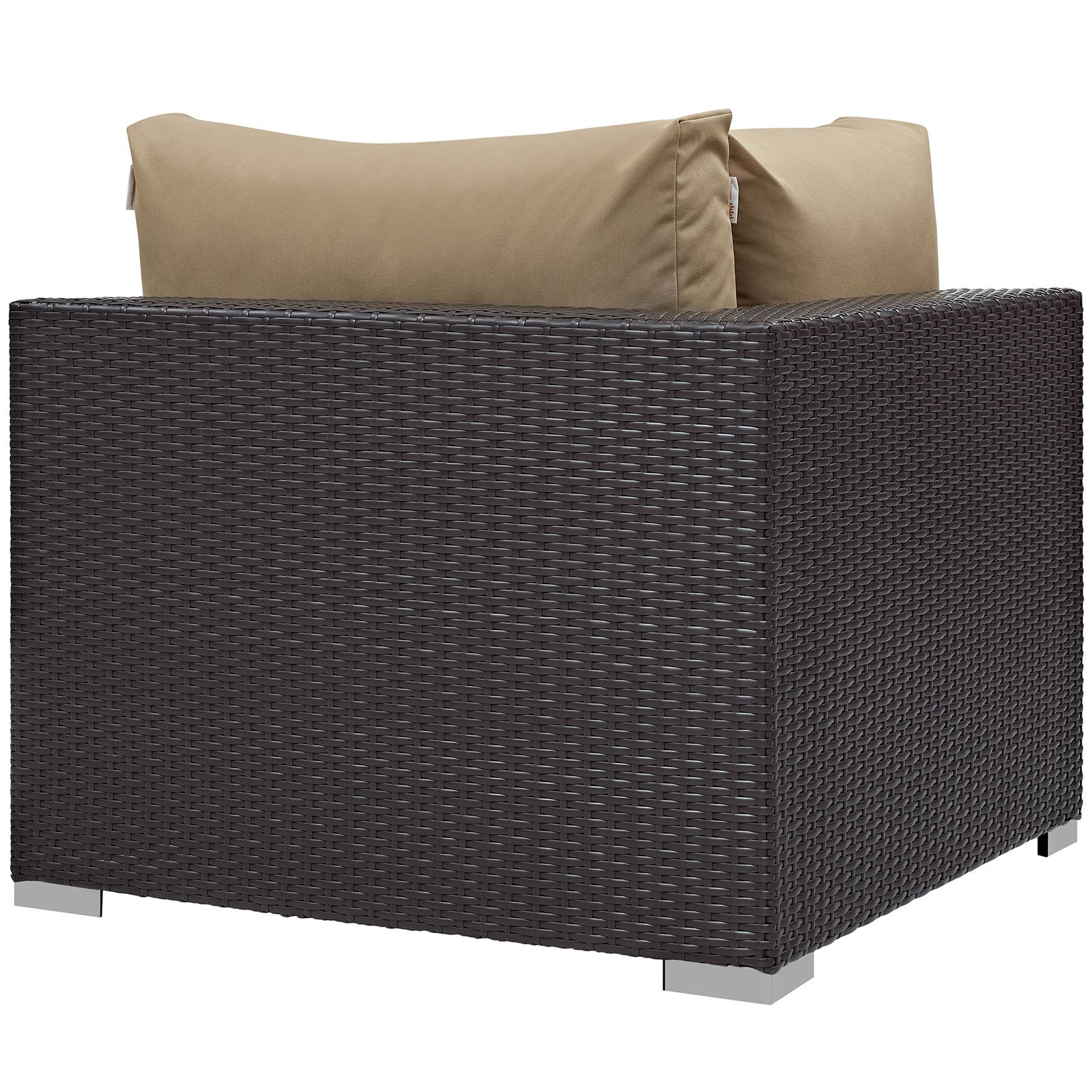 Modway Convene Wicker Rattan Outdoor Patio Sectional Sofa Set - Espresso Mocha Brown - Weather-Resistant Corner Couch for Garden, Poolside & Backyard Relaxation