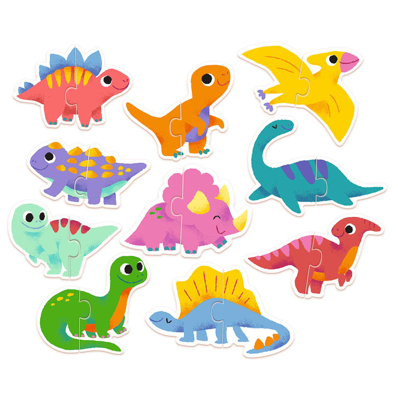 Djeco Duo Dinosaur 20-Piece Puzzle Set for Kids - Educational Dinosaur Matching Game for Toddlers Ages 3-5 - Perfect for Preschool Learning & Family Game Night