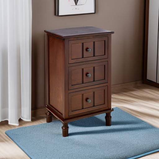 Decor Therapy Simplify 3-Drawer Wood Accent Cabinet - Walnut Finish Side Table (11.8