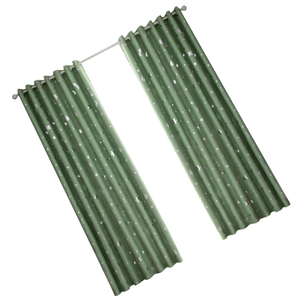 Blackout Curtains for Kids Room - Moon & Stars Design, Thermal Insulated, Light Blocking Window Drapes - Perfect for Nursery, Bedroom & Home Decor (1 Panel, Black)