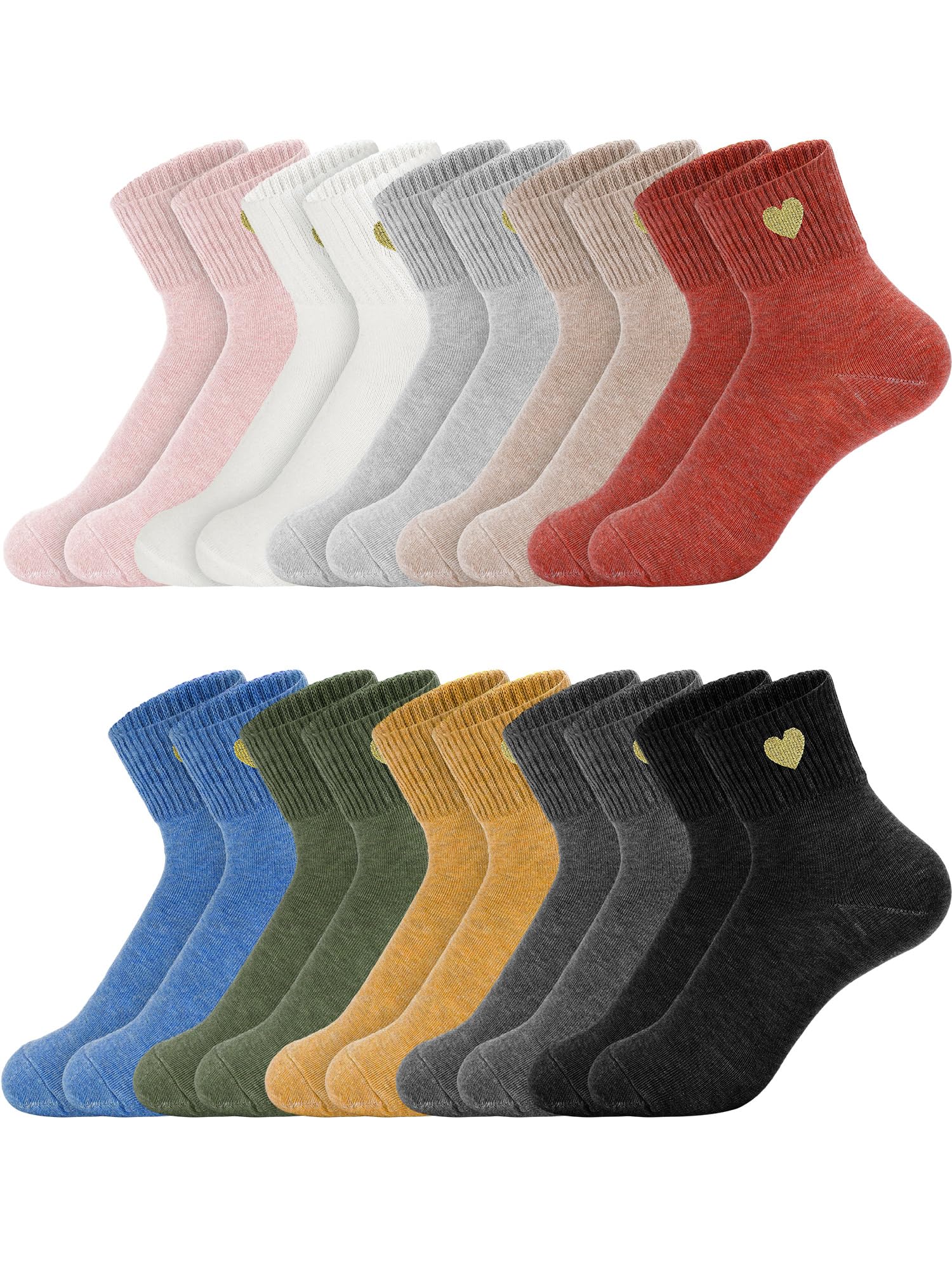 Eurzom 10 Pairs Women's Cotton Crew Socks - Cute Ankle Socks for Daily Wear & Gifts