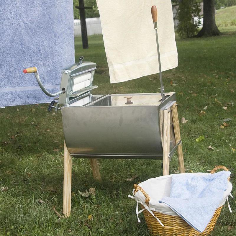 Lehman's Hand Washing Machine - Wooden Leg Laundry Agitator & Wringer Tub for Off-Grid Living, Homesteading & Emergency Preparedness