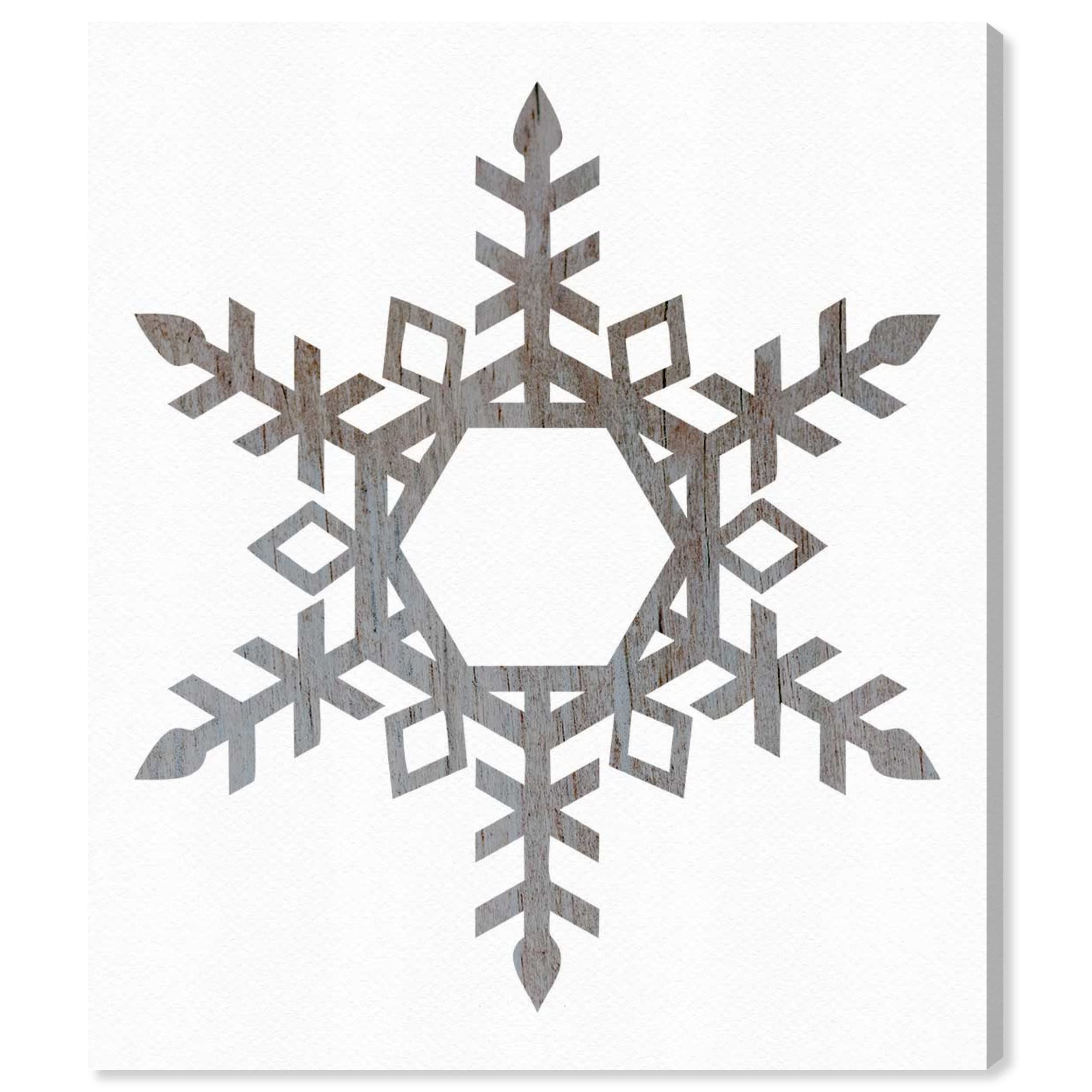 Oliver Gal Artist Co. 'Wood Flake' Holiday Wall Art Canvas Print - 16x16 Inch Gray & White Home Decor - Perfect for Christmas Living Room, Bedroom & Office Decoration