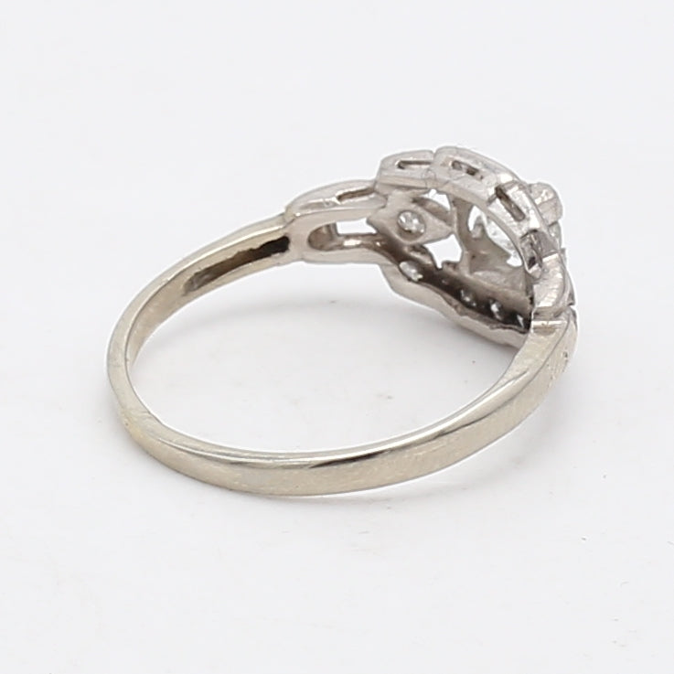 0.39 Carat Old European Cut I SI2 Diamond Platinum Art Deco Ring - Vintage Engagement, Wedding, Anniversary Jewelry for Women