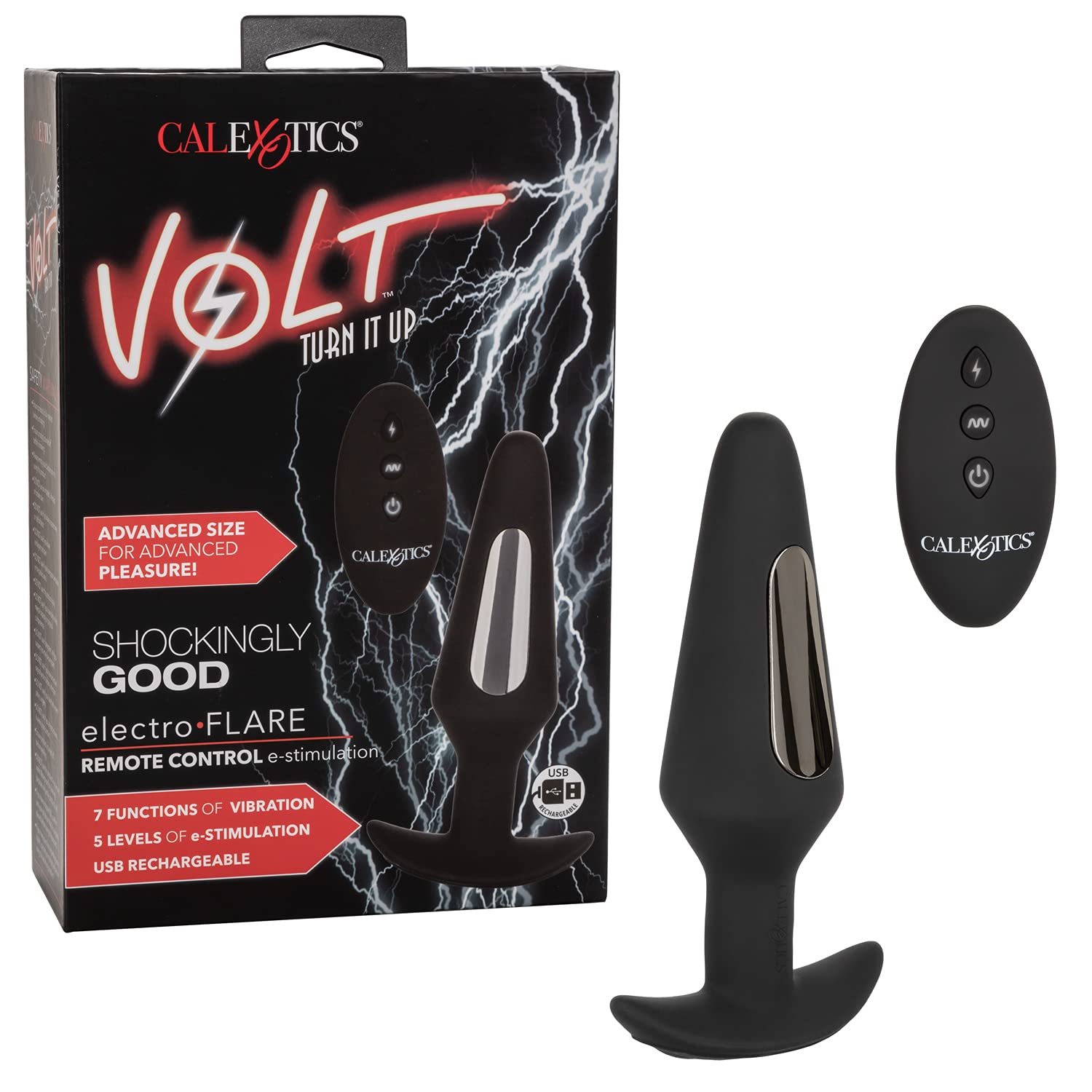 Premium Volt Electro Flare EStim Butt Plug - Rechargeable Electric Stimulation Anal Toy for Pleasure & Training | Perfect for BDSM, Couples Play & Solo Exploration