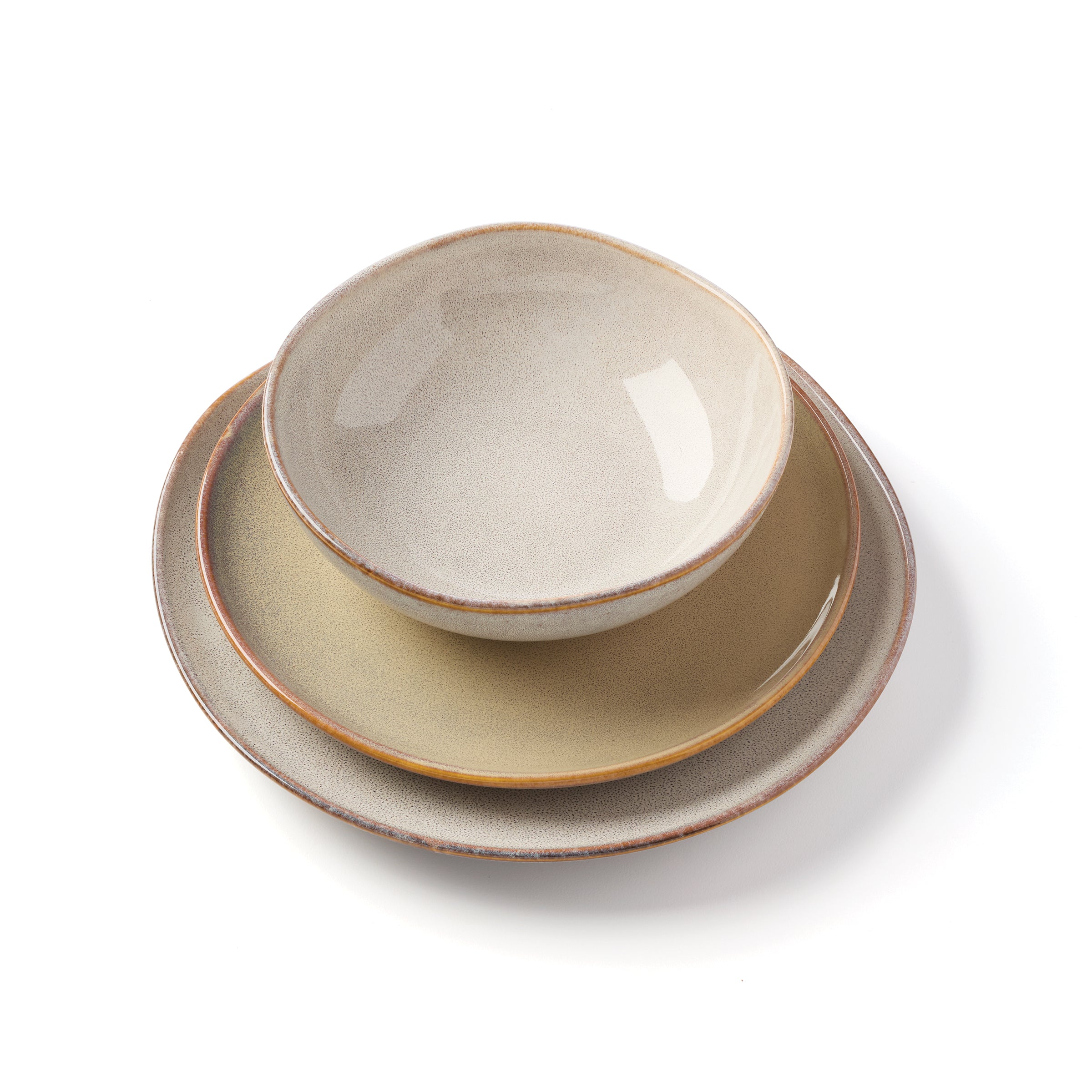 Organic Oatmeal 12-Piece Dinnerware Set - Stoneware Plates, Bowls & Mugs for Everyday Use, Family Dinners & Entertaining Guests