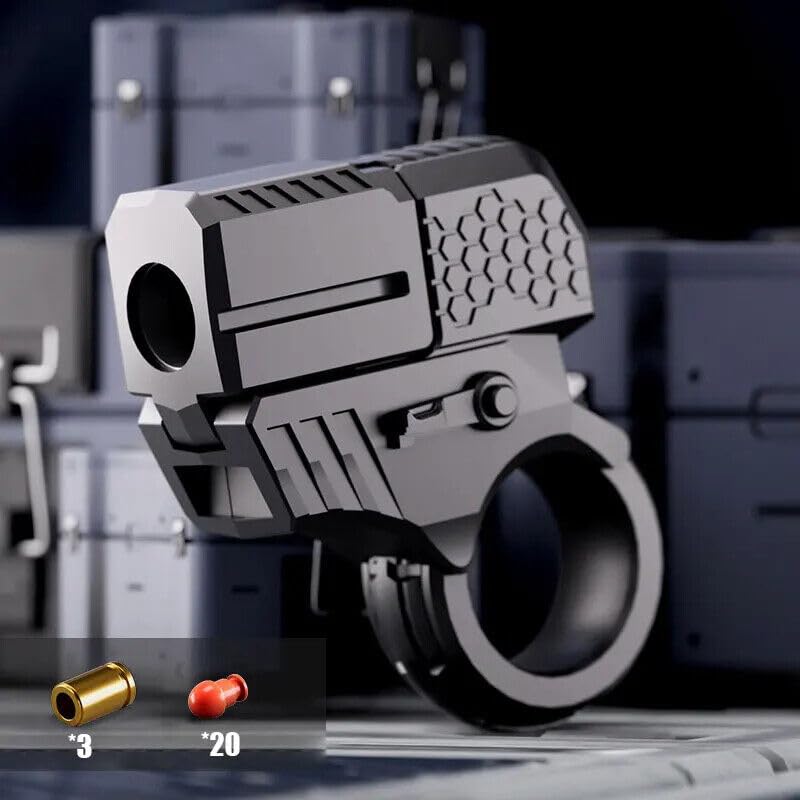 EDC Alloy Fingertip Gyro Toy Pistol - Stress Relief Fidget Toy with 3 Shells & 20 Bullets - Cool Gadget for Office, School & Anxiety Relief (Matte Black)