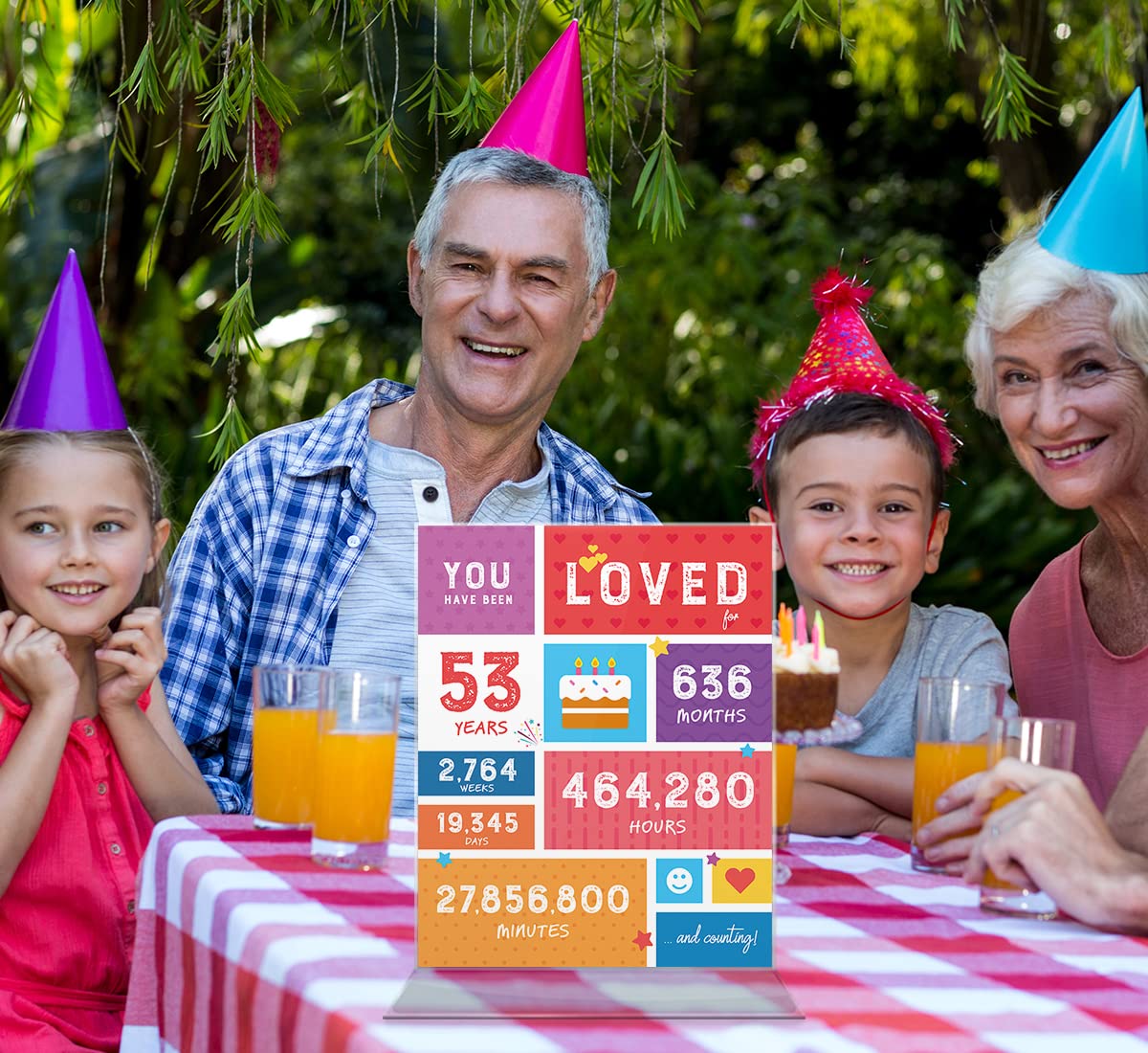 53rd Birthday Party Decorations - Funny 53 Years Old Gifts for Women & Men - Table Centerpiece, Birthday Card & Anniversary Poster [Unframed 8x10] - Perfect for Milestone Celebrations, Office Parties & Family Gatherings