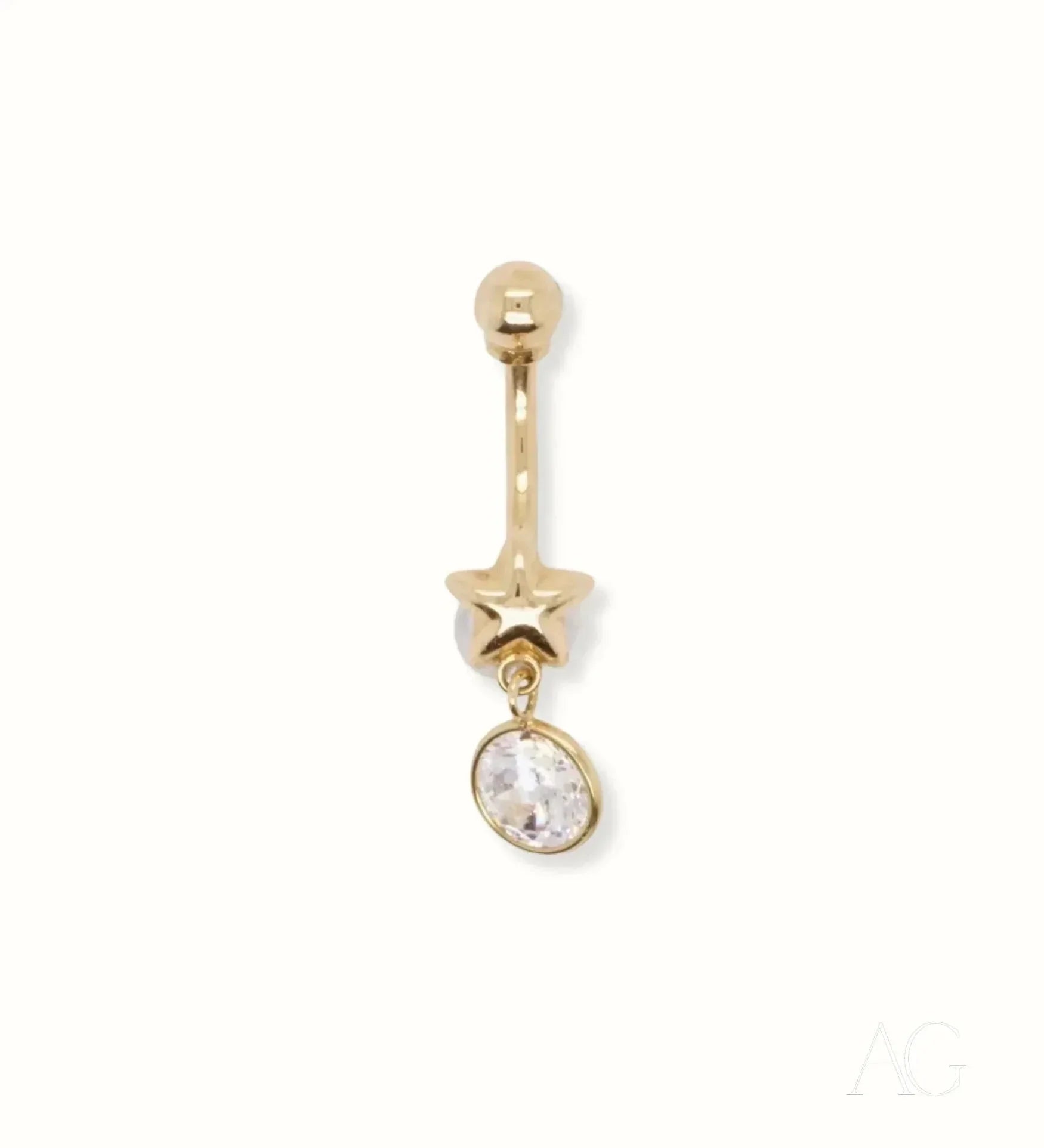 18K Gold Belly Button Ring with Cubic Zirconia - Elegant Navel Piercing Jewelry for Women, Perfect for Parties, Beach & Everyday Wear
