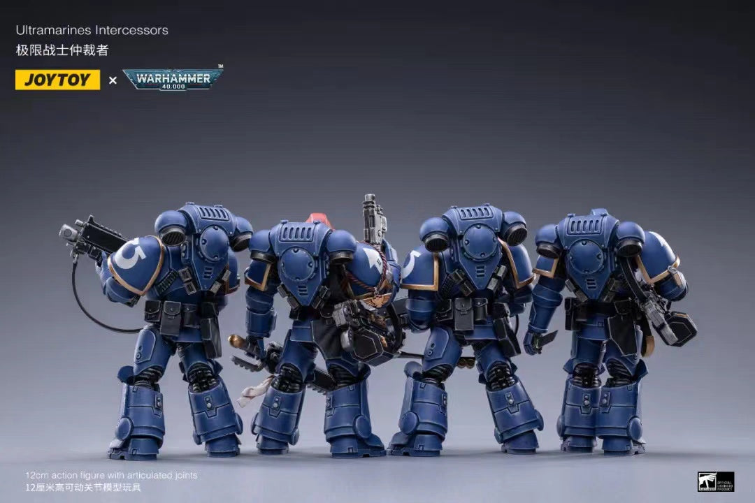 JOYTOY 1/18 Scale Warhammer 40K Ultramarines Intercessors Action Figure Set (4PCS) - Highly Detailed Collectible Miniatures for Tabletop Gaming, Display & Warhammer 40K Fans