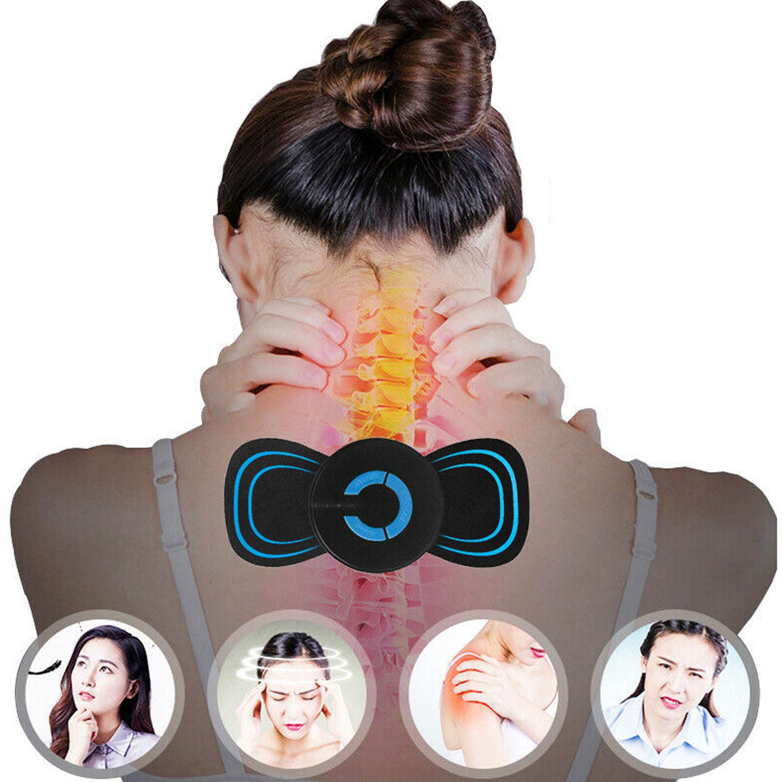 Electric Neck and Shoulder Massager - Portable Mini Massage Patch for Back Pain Relief, Muscle Relaxation - Perfect for Office, Travel, and Home Use