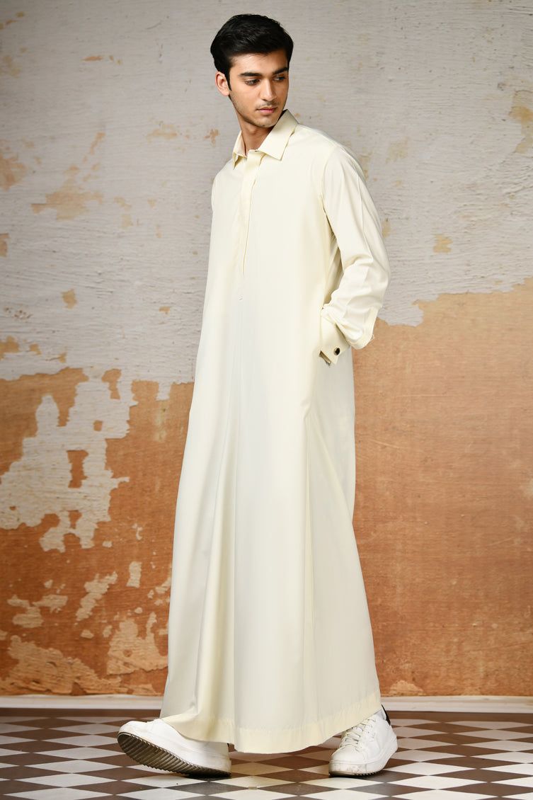 Premium Blended Cream Jubba by J. Junaid Jamshed - Traditional Islamic Abaya for Women - Perfect for Prayer, Eid Celebrations & Modest Fashion