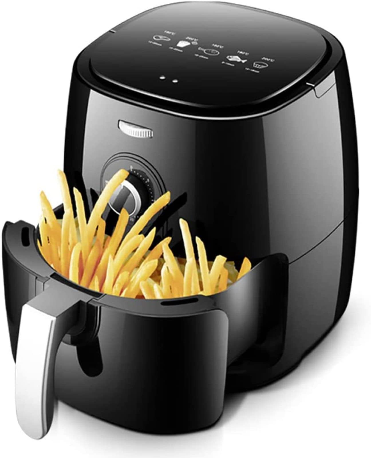 LIUXR 5L Air Fryer with Nonstick Basket - Air Fry, Roast, Bake, Reheat & Dehydrate | Dishwasher Safe | Includes Crisper Plate & Recipe Guide | Perfect for Healthy Cooking, Meal Prep & Family Dinners (Black)