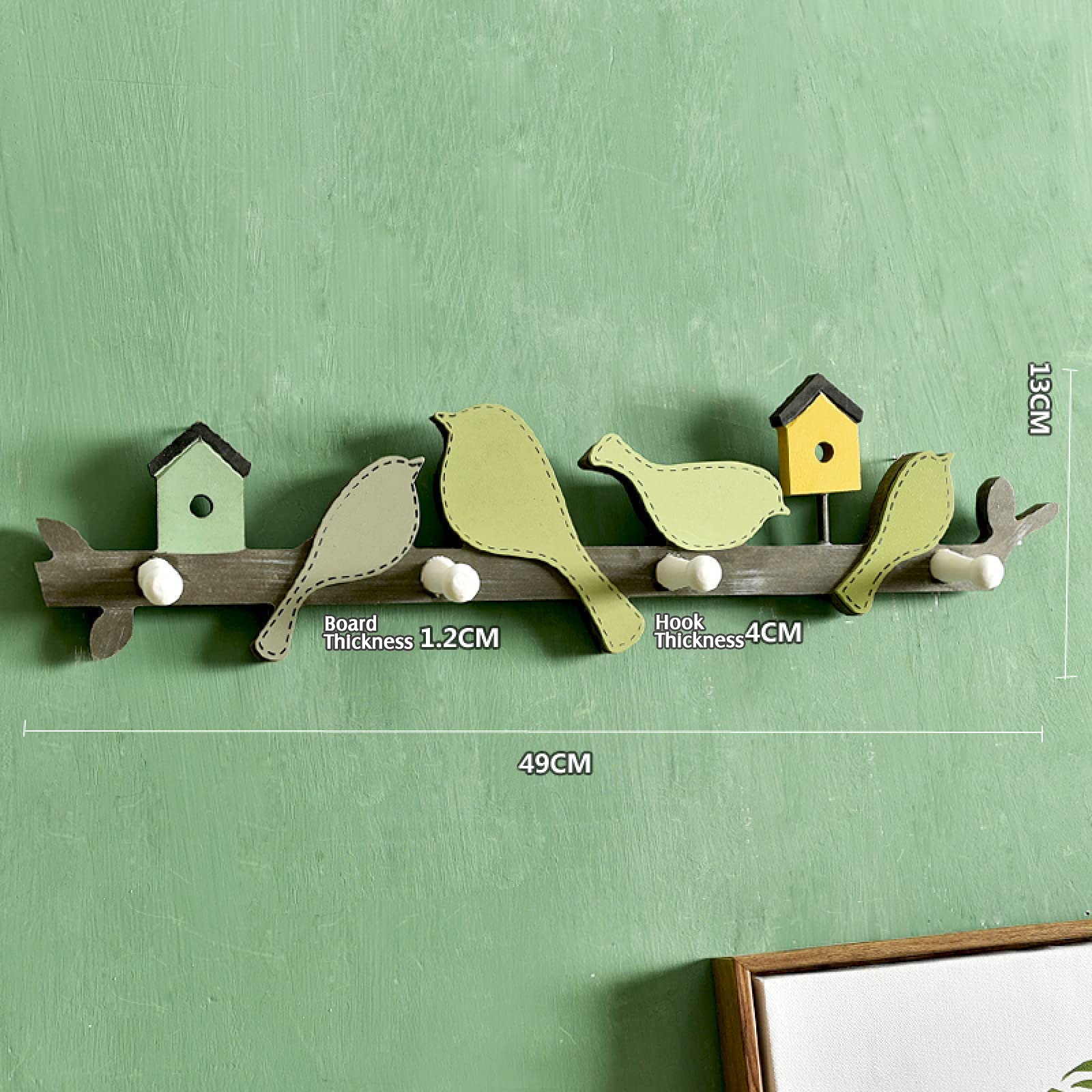 Wooden Bird Coat Hooks - Decorative Wall Key Holder for Living Room, Bedroom & Bathroom