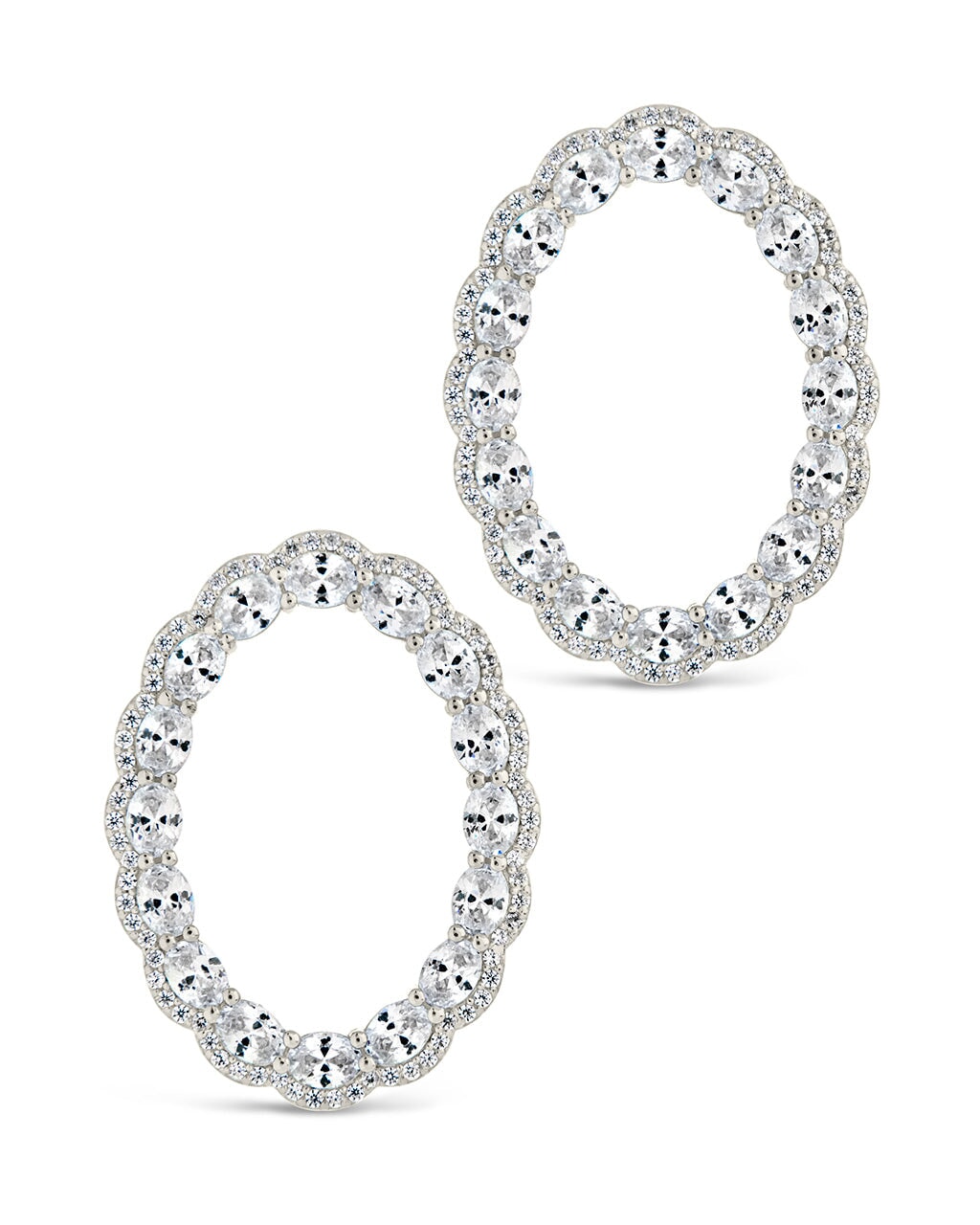 CZ Oval Stud Earrings for Women - Elegant Cubic Zirconia Rosary Earrings for Daily Wear, Gift Giving & Special Occasions