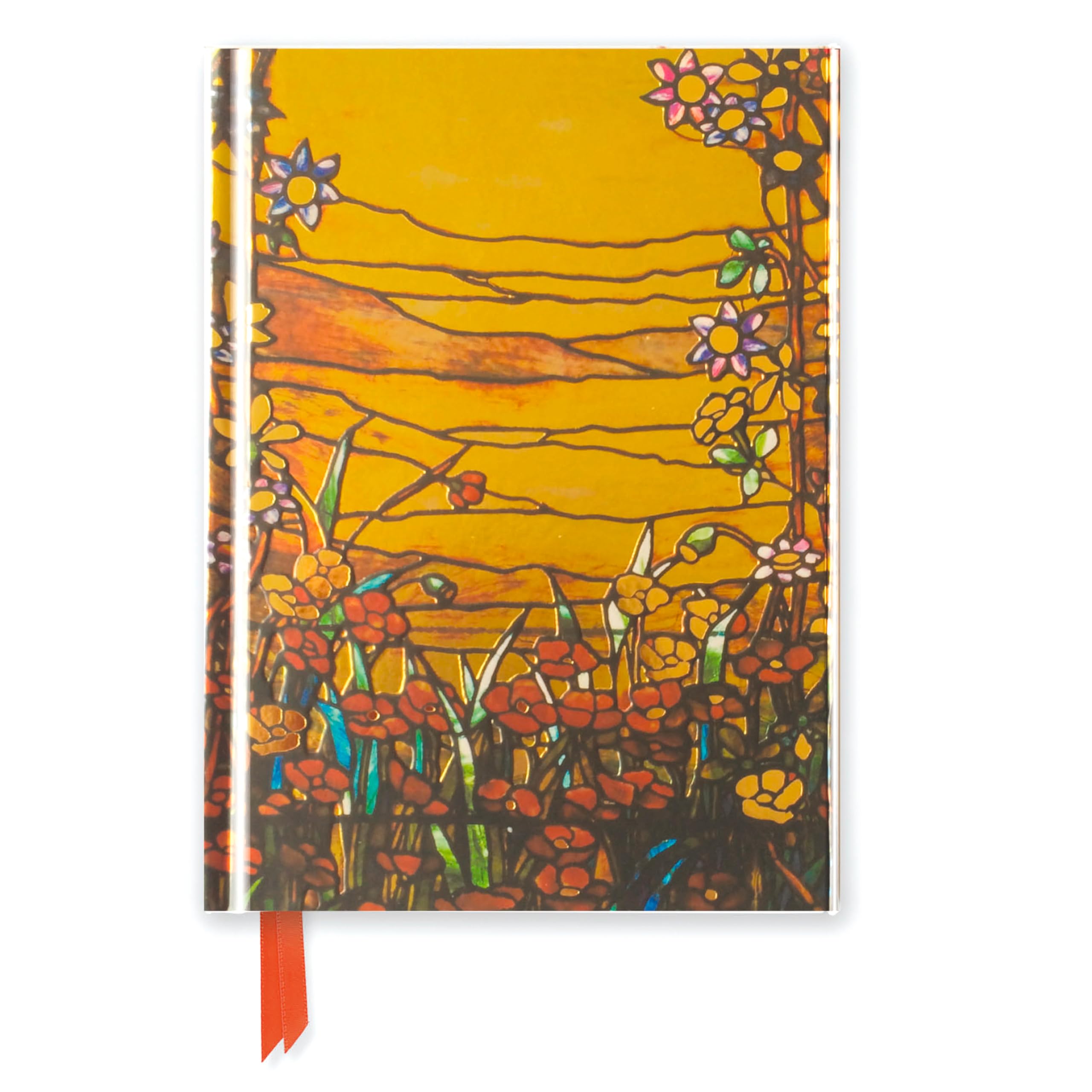 Tiffany Red Flowers Foiled Pocket Journal - Flame Tree Notebook for Writing, Note Taking & Gift Giving - Perfect for Travel, School & Office Use