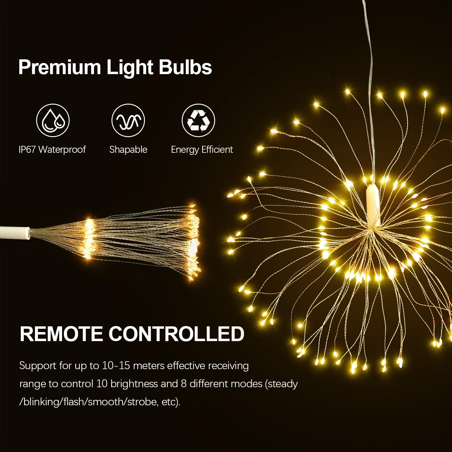 6 Pack Copper Wire LED Fairy Lights - Dimmable, Battery Operated, Waterproof with Remote Control & 8 Lighting Modes - Perfect for Home Decor, Patio, Christmas Tree, Wedding, Party and Outdoor Decoration