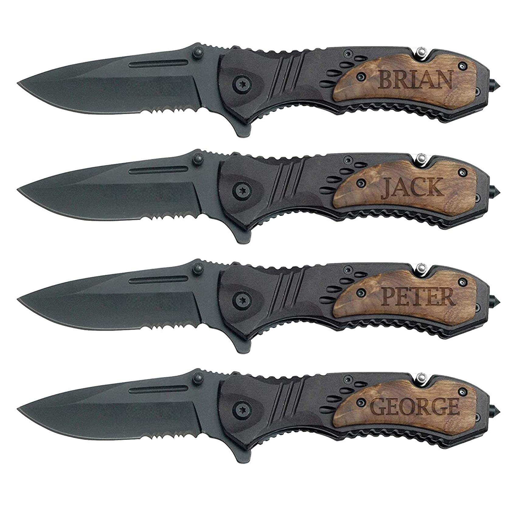 Personalized Engraved Pocket Knife Set of 4 - Unique Groomsmen Gifts for Weddings, Bachelor Parties & Outdoor Adventures