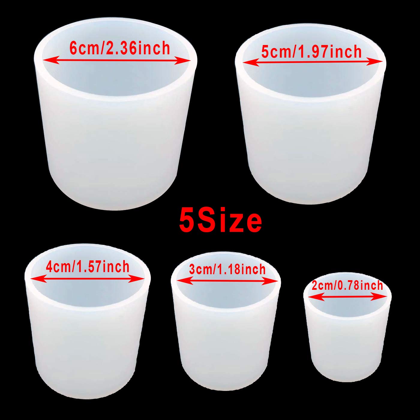 5-Pack Cylindrical Silicone Resin Molds for DIY Crafts - Clear Cube Casting Molds for Epoxy Resin, Jewelry Making, Candle Making & Home Decor Projects