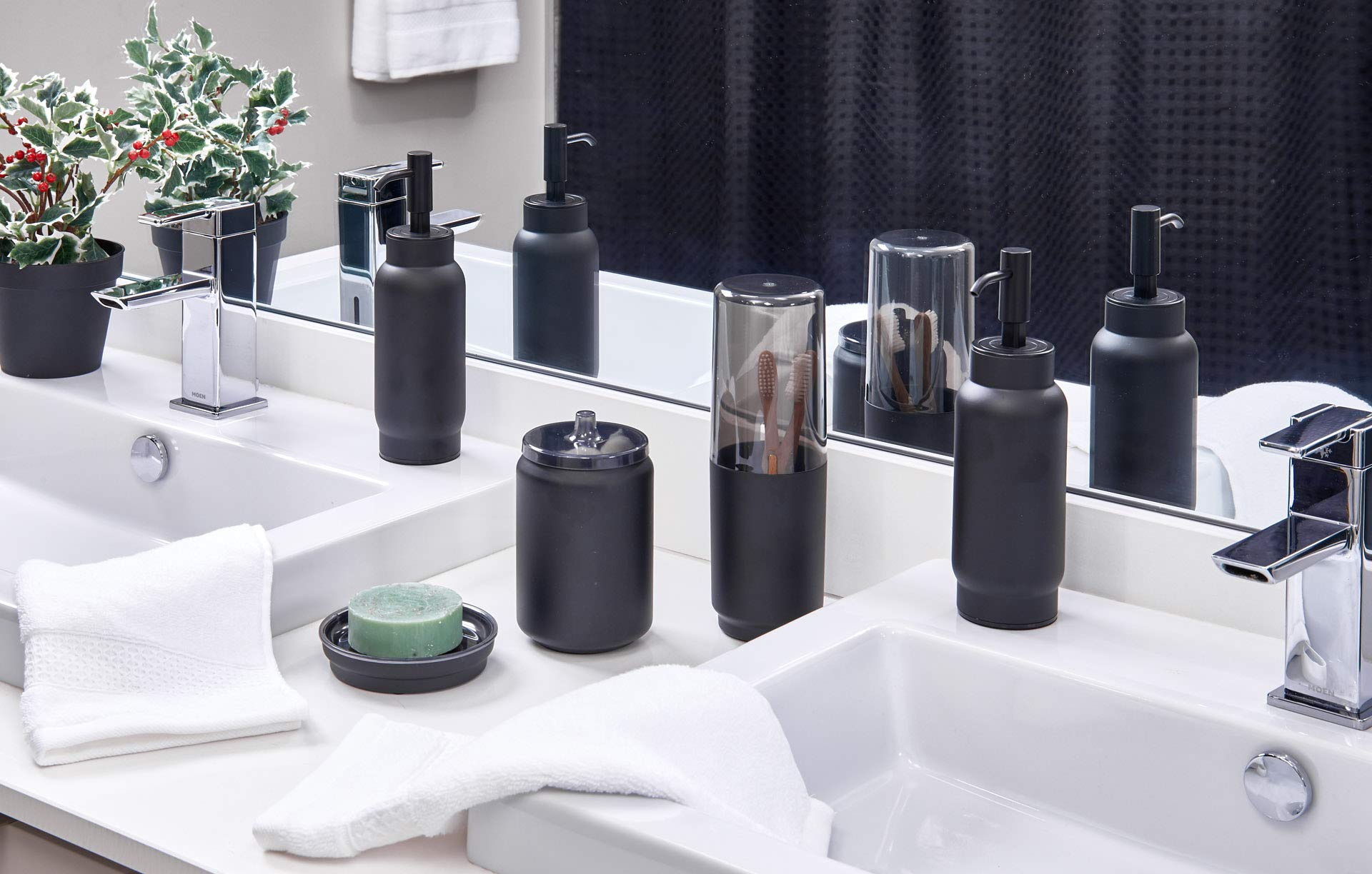 iDesign Austin Airtight Canister with Lid - Stylish Storage for Bathroom, Kitchen Countertop, Office Desk & Vanity Organization | Perfect for Cotton Balls, Q-Tips, Makeup Brushes & Office Supplies