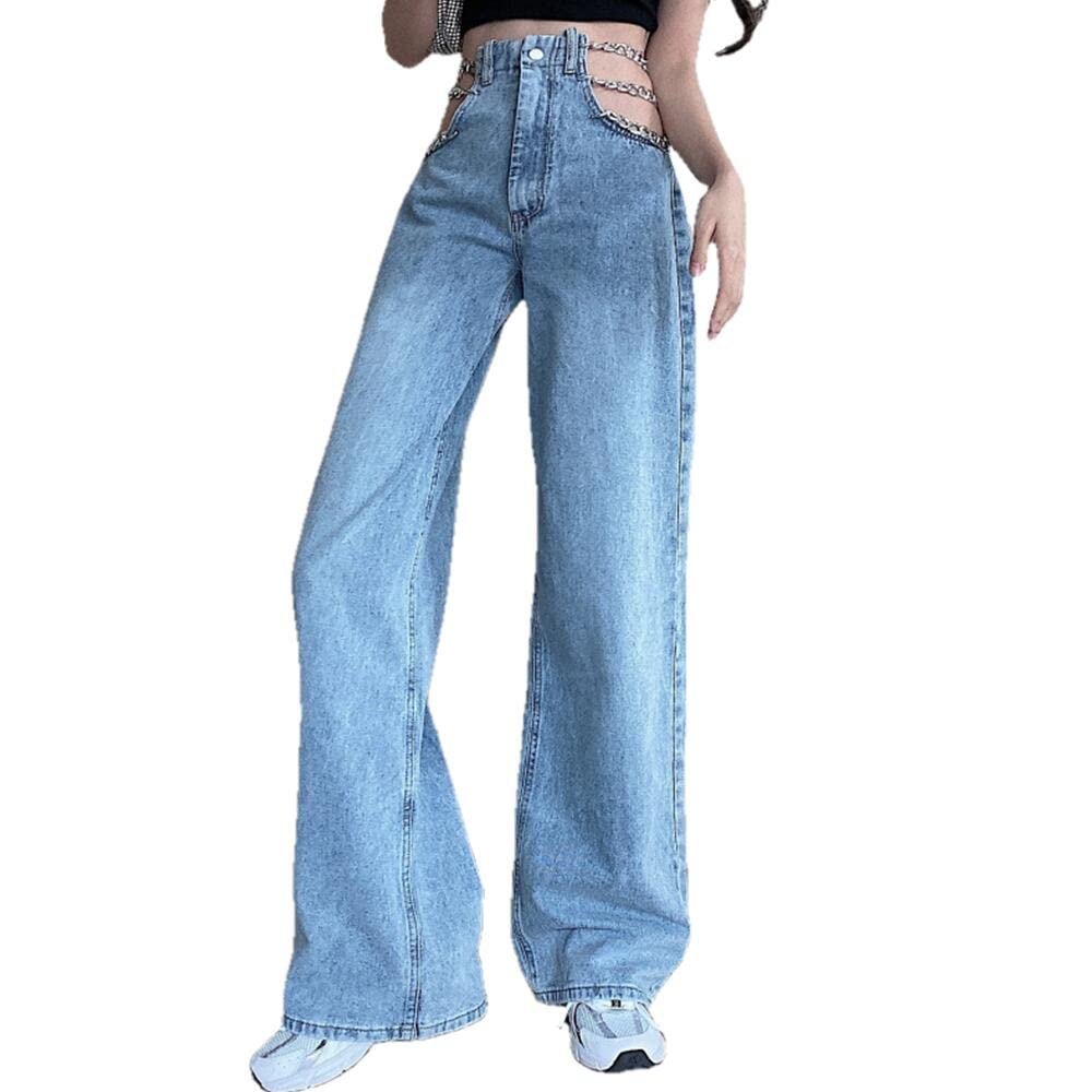 NP Women's Hollow Wide-Leg Jeans - Stylish Comfort for Casual Outings