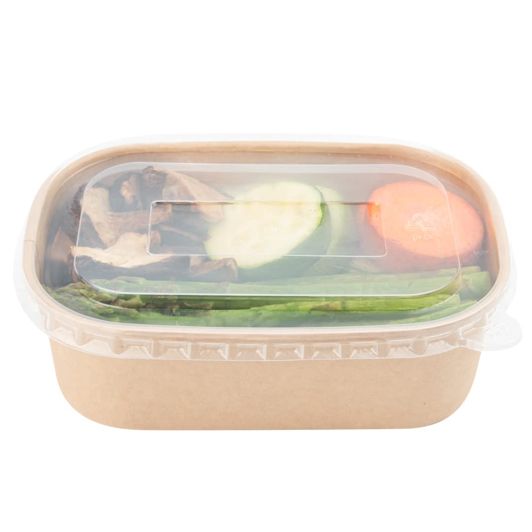 Restaurantware Bio Tek 22oz Eco-Friendly Disposable Food Containers - 100 Pack PE Coated Kraft Paper Bowls for Takeout, Freezer Safe, Hot & Cold Foods (Lids Sold Separately) | Perfect for Restaurants, Catering, Meal Prep & Picnics