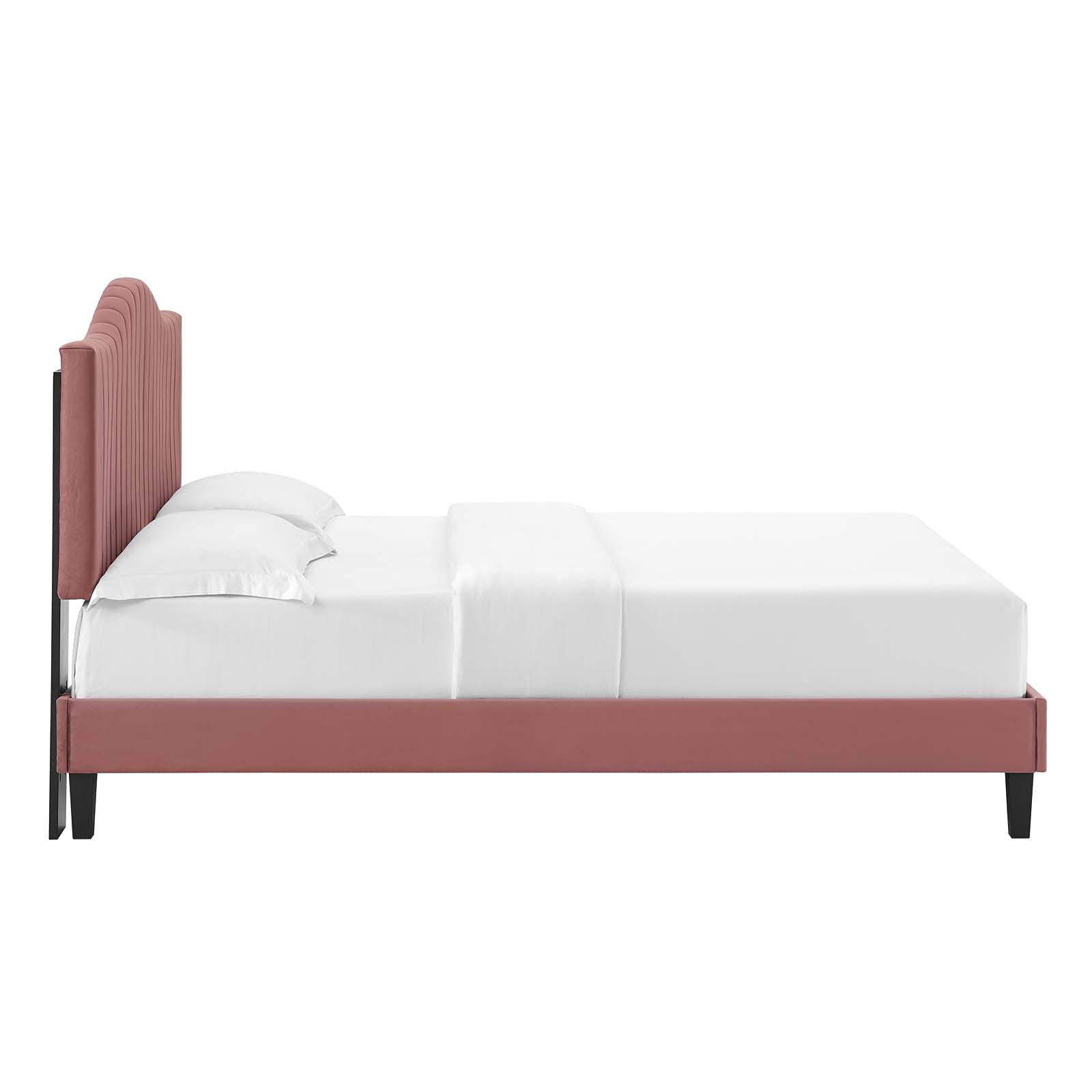 Modway Juniper Full Size Platform Bed Frame in Dusty Rose - Modern Minimalist Bedroom Furniture for Small Spaces & Guest Rooms
