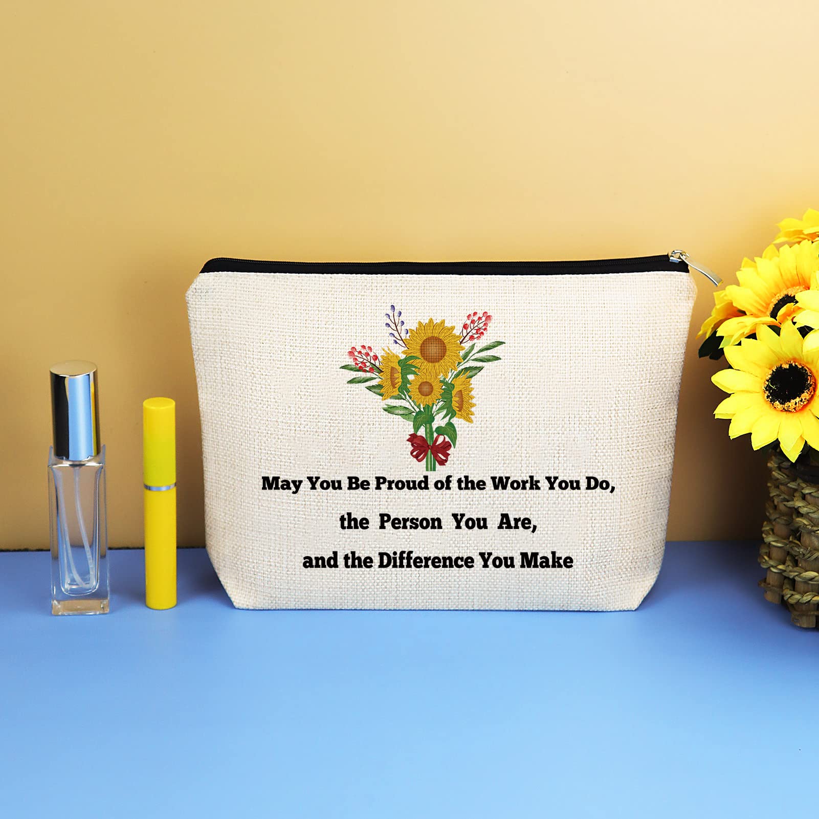 Social Worker Appreciation Gifts - Inspirational Makeup Cosmetic Bag for Women, Coworker, Employee, Nurse, Teacher & Grandma - Perfect for Volunteer Farewell, Retirement & Going Away Gifts - Ideal for Work, Travel & Daily Use