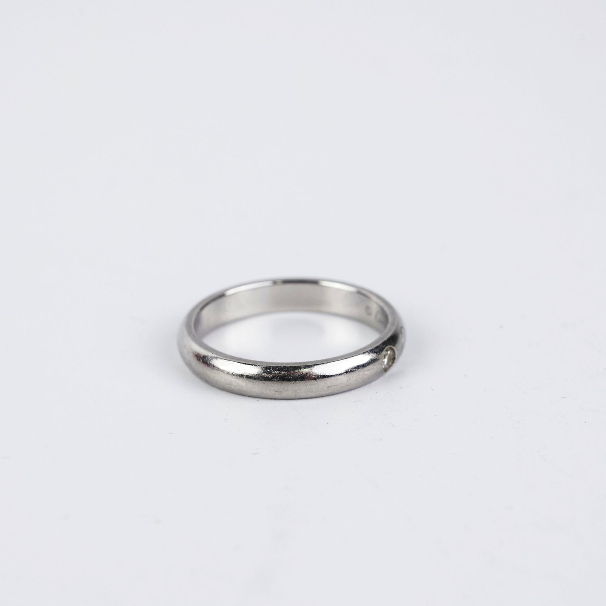 Cartier C De Cartier Platinum Diamond Ring - Size 49 with 1 Diamond for Women | Luxury Wedding Band, Engagement Ring & Anniversary Gift