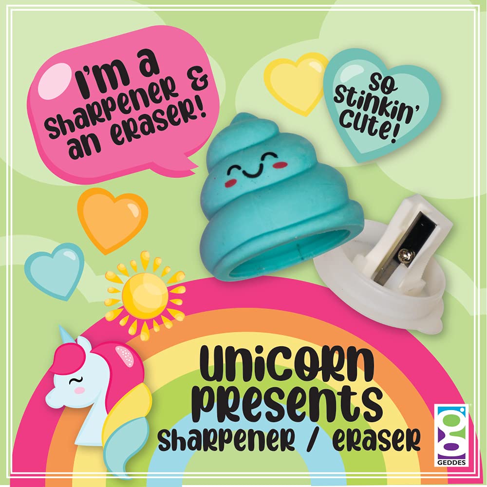Raymond Geddes Unicorn Erasers with Pencil Sharpeners - 24 Pack Bulk School Supplies for Kids Classroom, Party Favors & Gift Bags