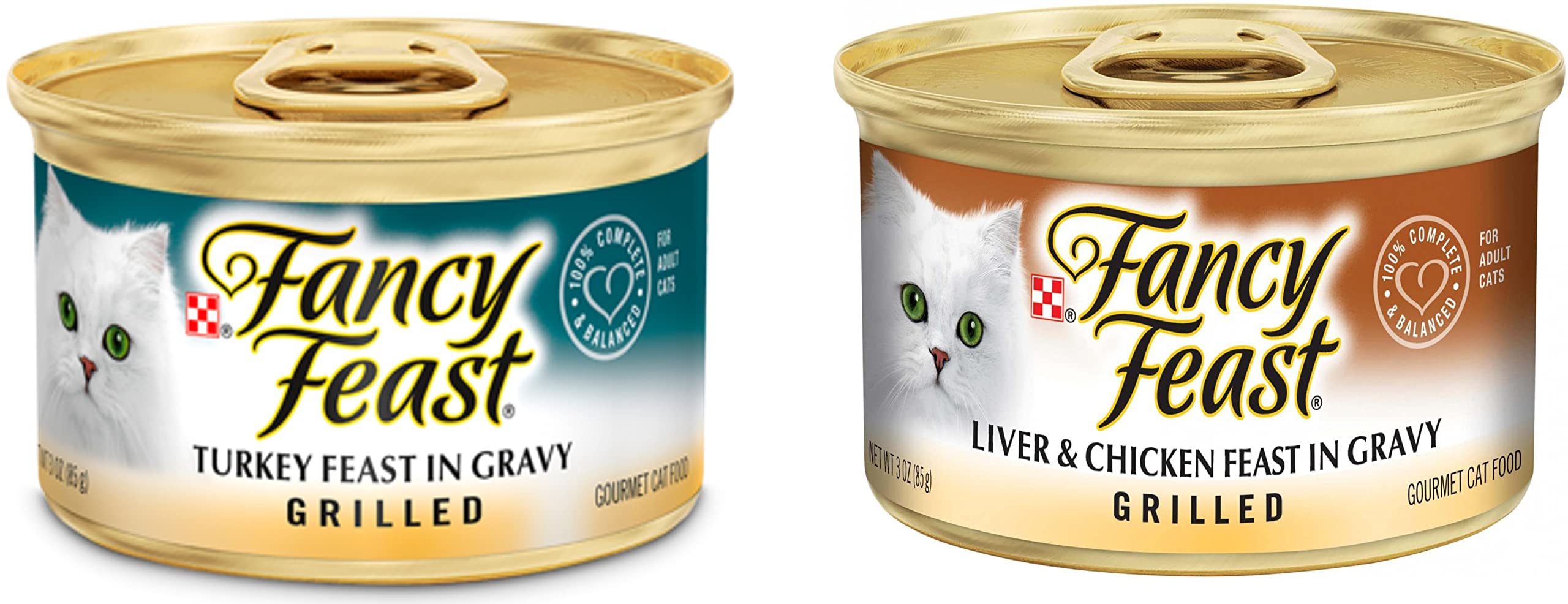 Premium Grilled Wet Canned Cat Food Variety Pack - 12 Cans (2 Seafood, 2 Chicken, 2 Tuna, 2 Turkey, 2 Liver & Chicken, 2 Beef) with Free Nutrition Guide - Perfect for Adult Cats' Daily Meals, Travel & Emergency Food Supply