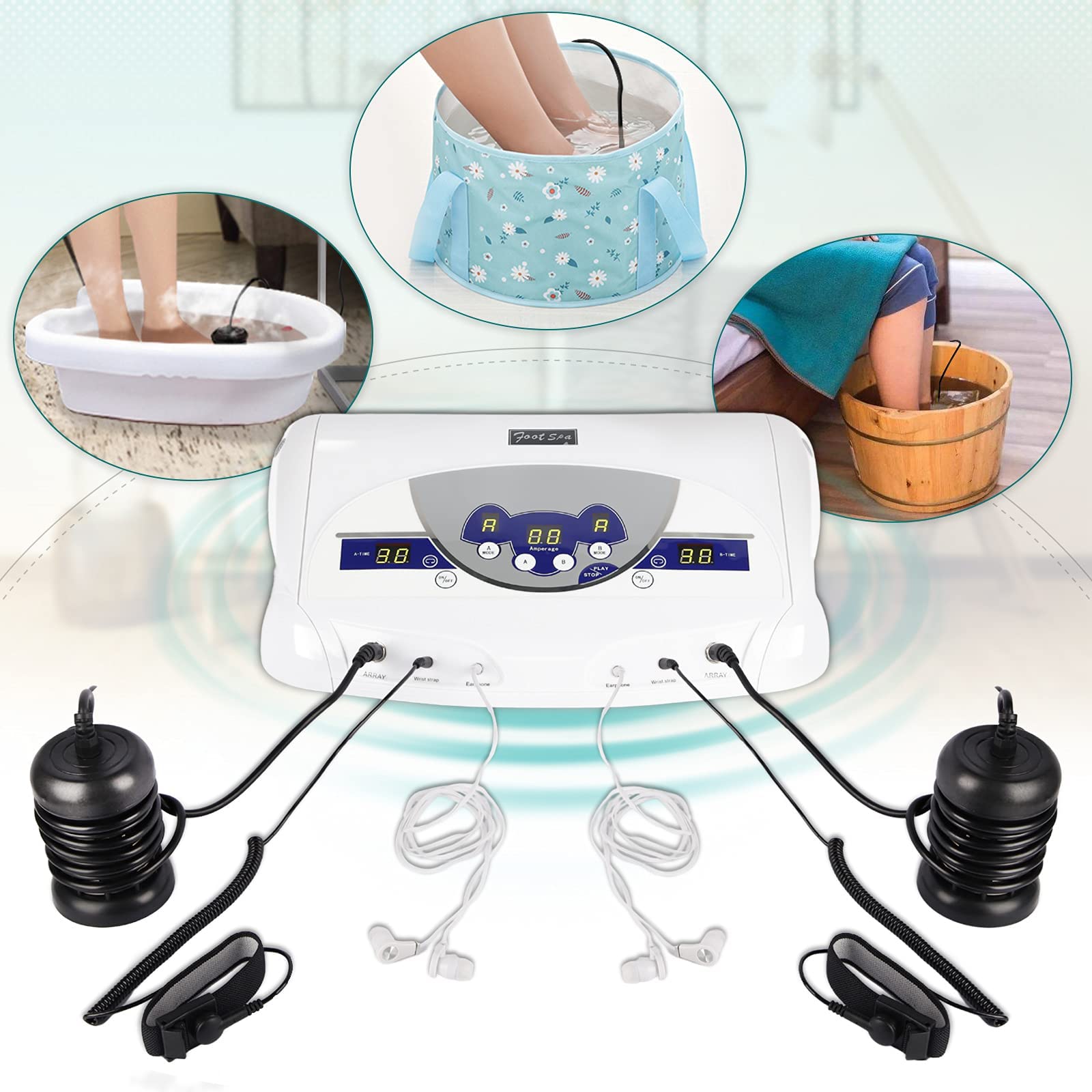 Dual Foot Spa Detox Machine - Ionic Foot Bath with MP3 Player for Home Relaxation & Beauty Care | Perfect for Stress Relief & Self-Care Routine
