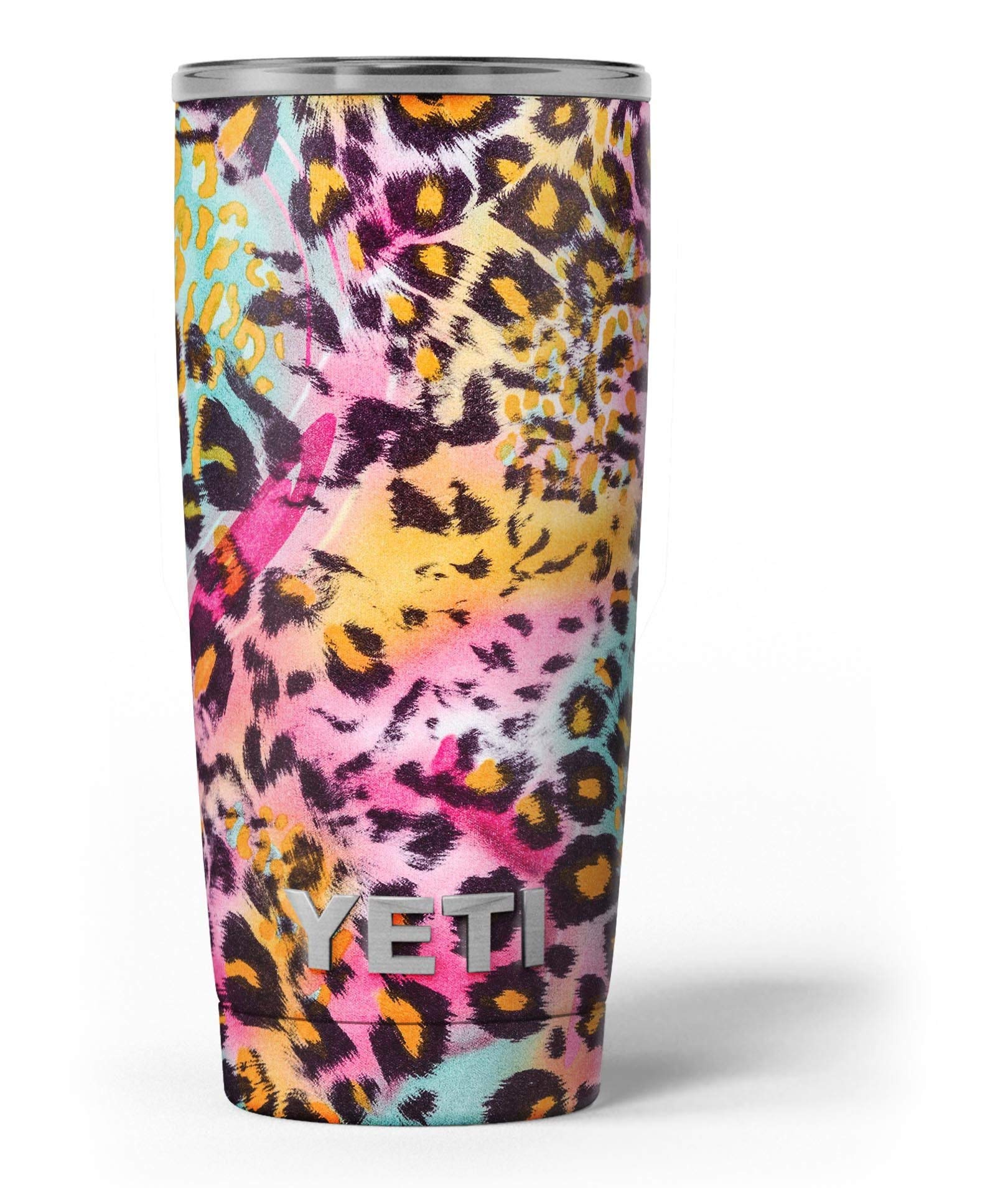 Rainbow Leopard Sherbet Vinyl Wrap Kit - Compatible with Yeti Rambler Tumbler & Cooler Cups | Custom Skin Decal for Personalized Drinkware | Perfect for Outdoor Adventures, Gym, Office & Travel