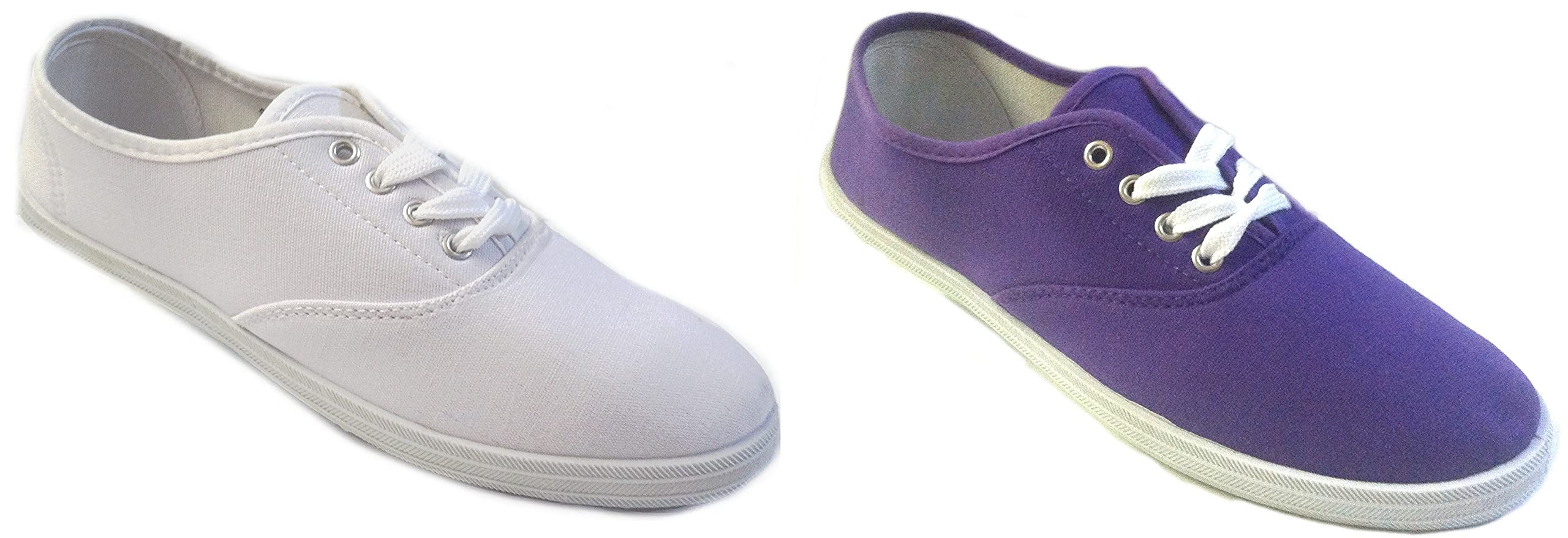 Shoes8teen Women's Canvas Lace-Up Sneakers - 2 Pair Pack for Casual Wear, Walking & Everyday Comfort