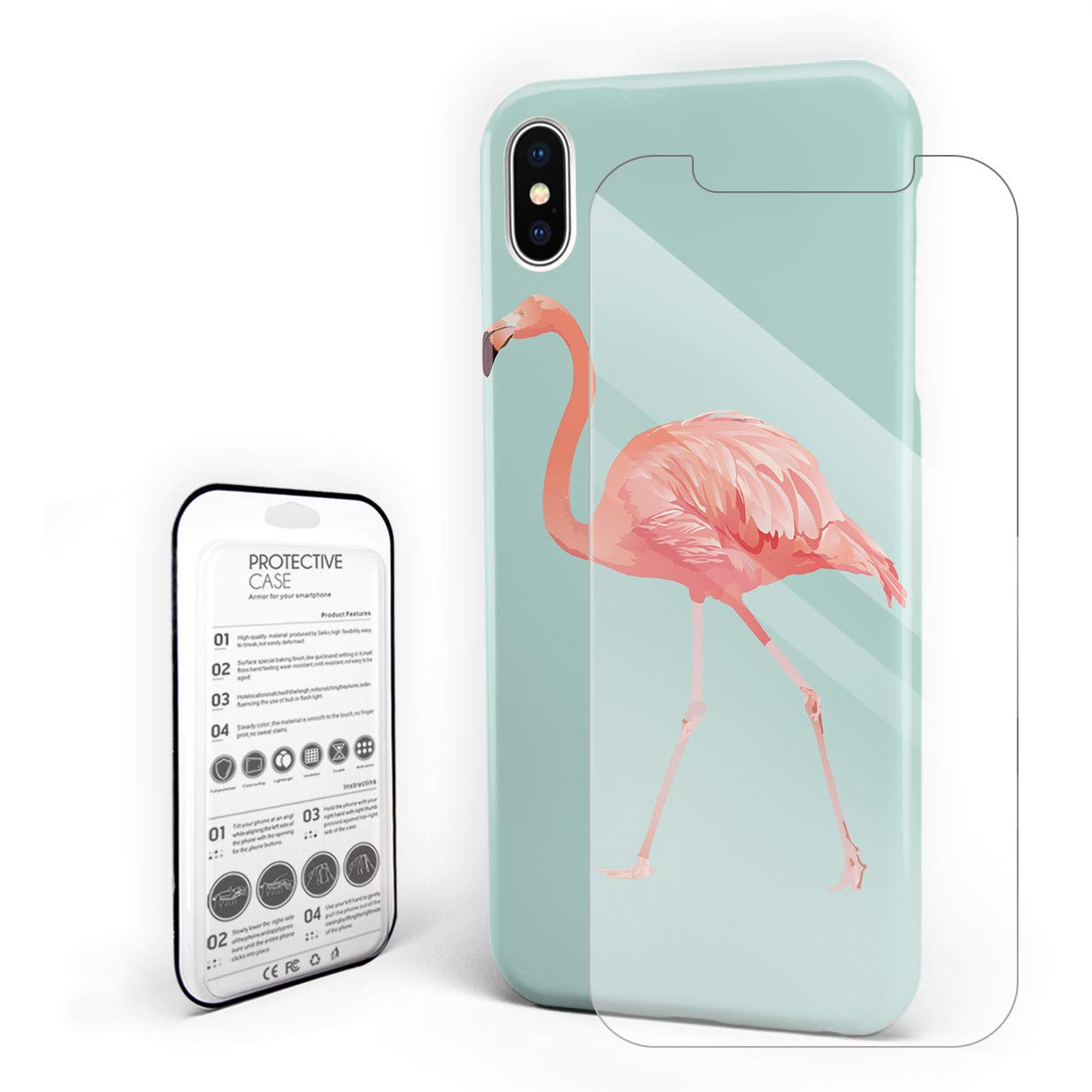 Watercolor Hand-Painted Flamingo Phone Case for iPhone 7 Plus/8 Plus - Slim Hard PC Shockproof Protective Cover with Screen Protector - Perfect for Everyday Use, Travel & Outdoor Activities