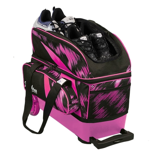 KR Strikeforce Cruiser Scratch Pink Double Roller Bowling Ball Bag - Durable & Spacious for Tournaments & League Play - Perfect for Bowling Enthusiasts & Pros