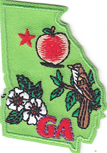 Georgia State Shape Iron On Embroidered Applique Patch - Southern Pride, DIY Sewing Craft for Hats, Jackets, Bags & Denim - Perfect for Georgia Pride, Gifts & Custom Apparel