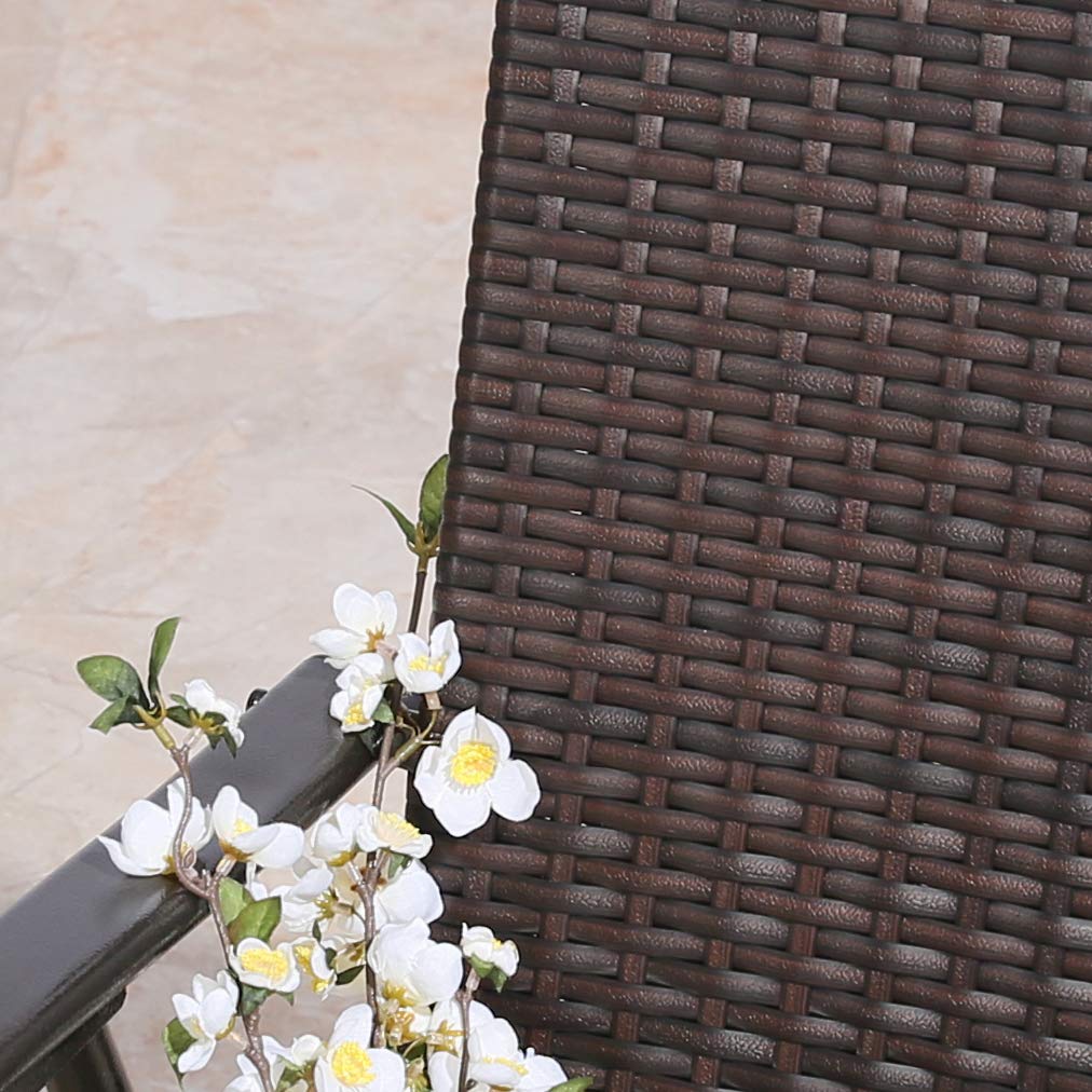 **Iwicker Patio Rattan Steel Folding Bistro Set - 3-Piece All-Weather Resistant Wicker Outdoor Dining Set with Glass Tabletop & Arm Chairs - Perfect for Garden, Balcony, and Poolside Relaxation**